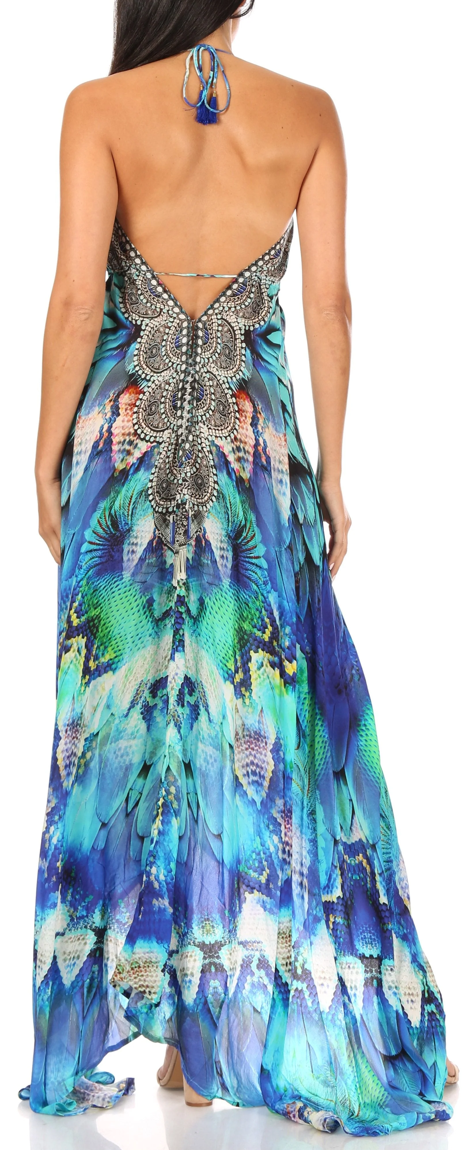Sakkas Lizi Womens Maxi High-low Halter Handkerchief Long Dress Beach Party - Image 145