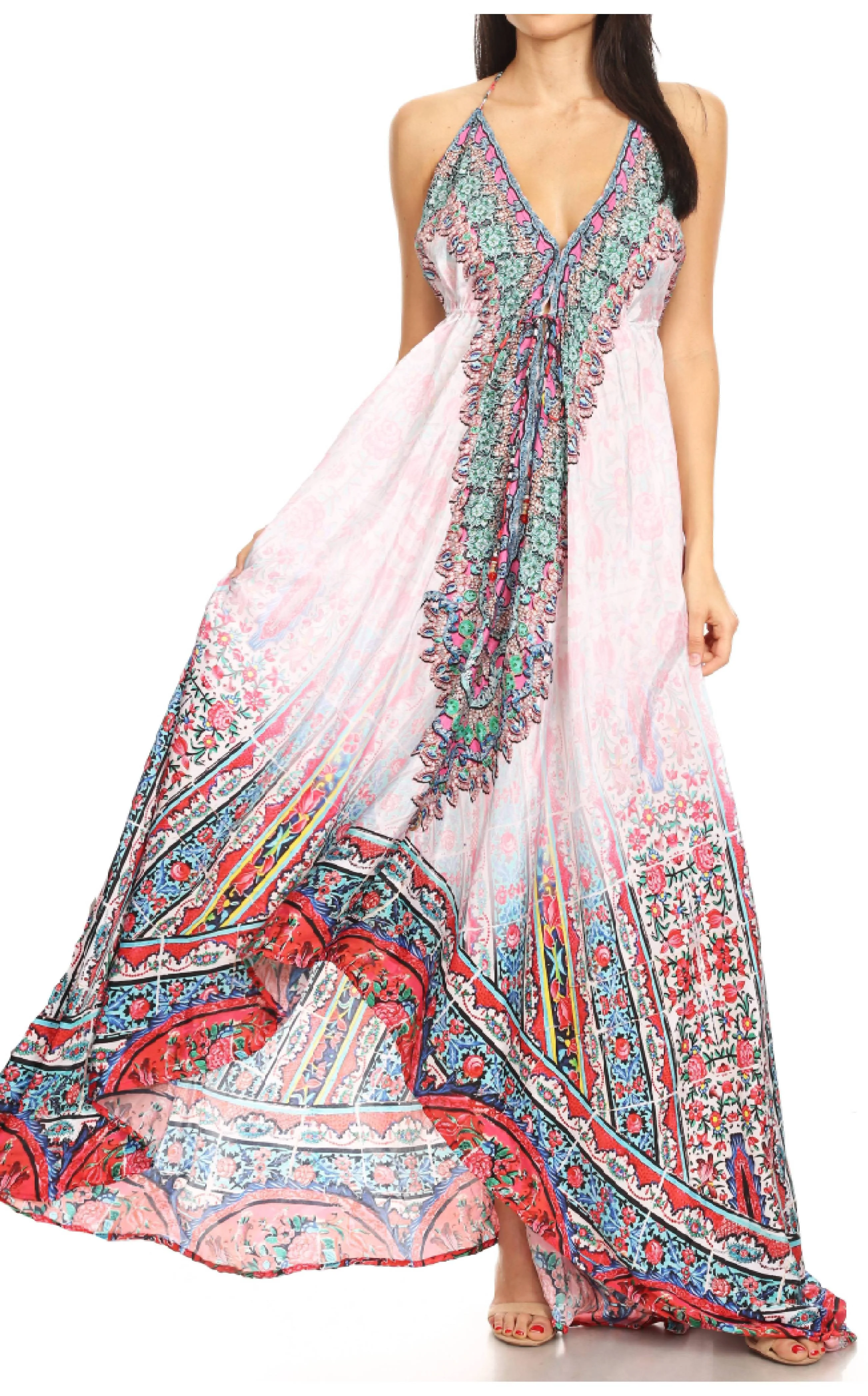 Sakkas Lizi Womens Maxi High-low Halter Handkerchief Long Dress Beach Party - Image 17
