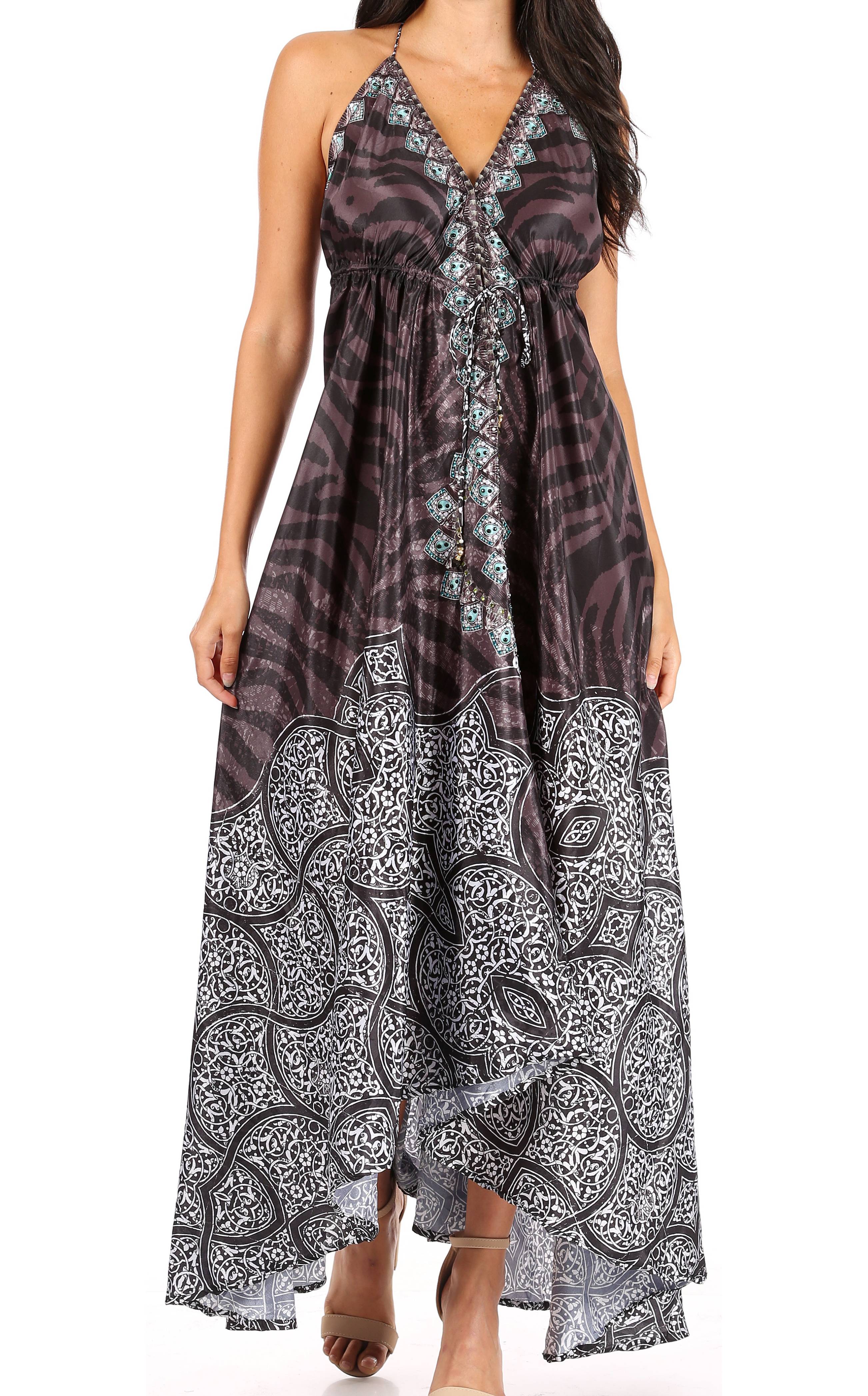 Sakkas Lizi Womens Maxi High-low Halter Handkerchief Long Dress Beach Party - Image 179