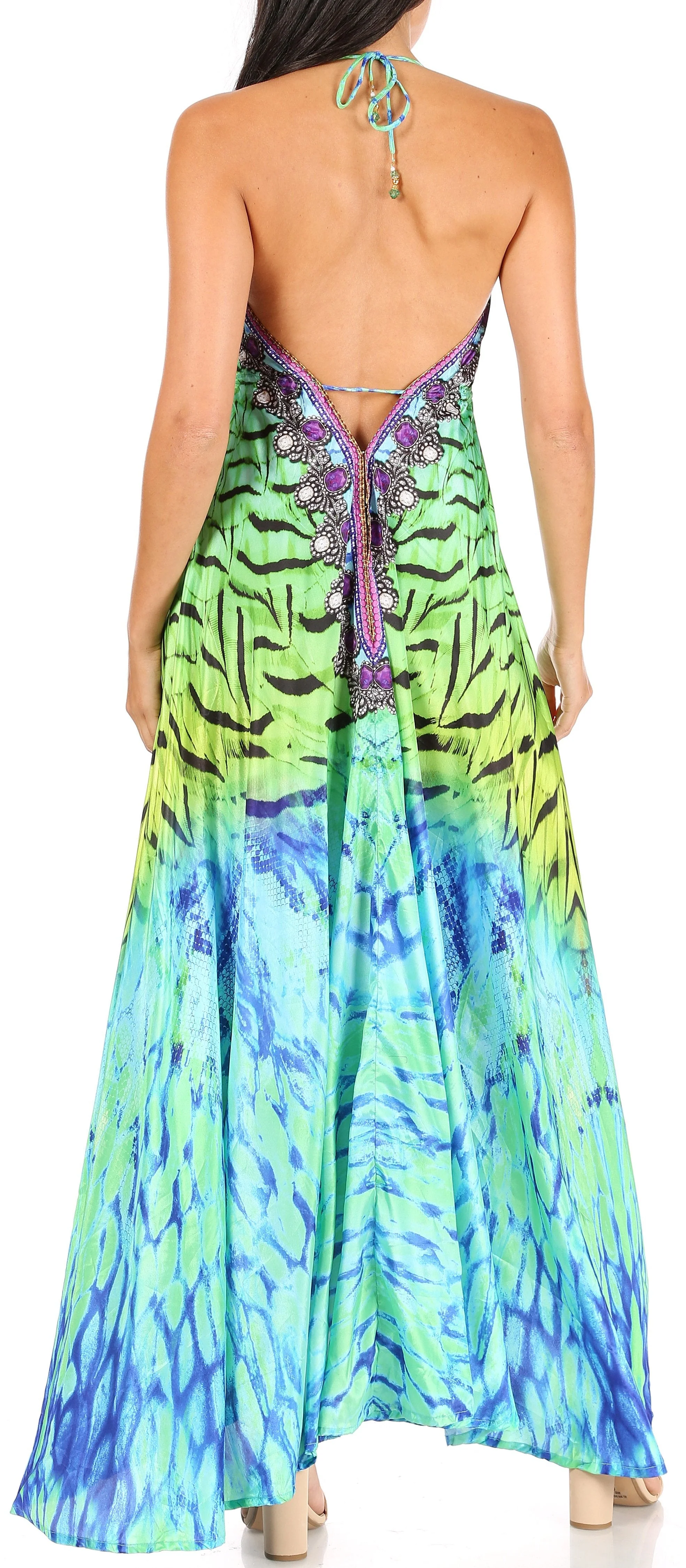 Sakkas Lizi Womens Maxi High-low Halter Handkerchief Long Dress Beach Party - Image 182