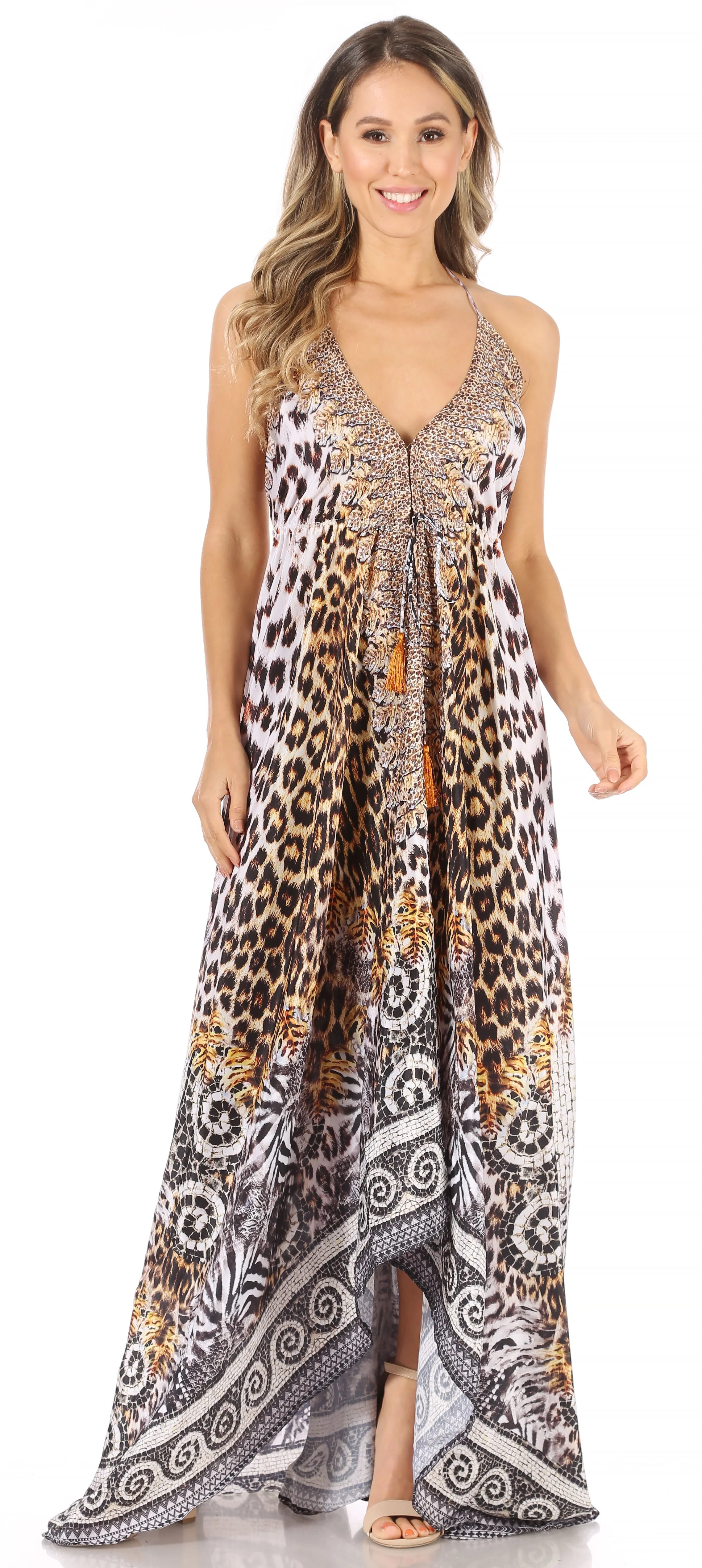 Sakkas Lizi Womens Maxi High-low Halter Handkerchief Long Dress Beach Party - Image 187