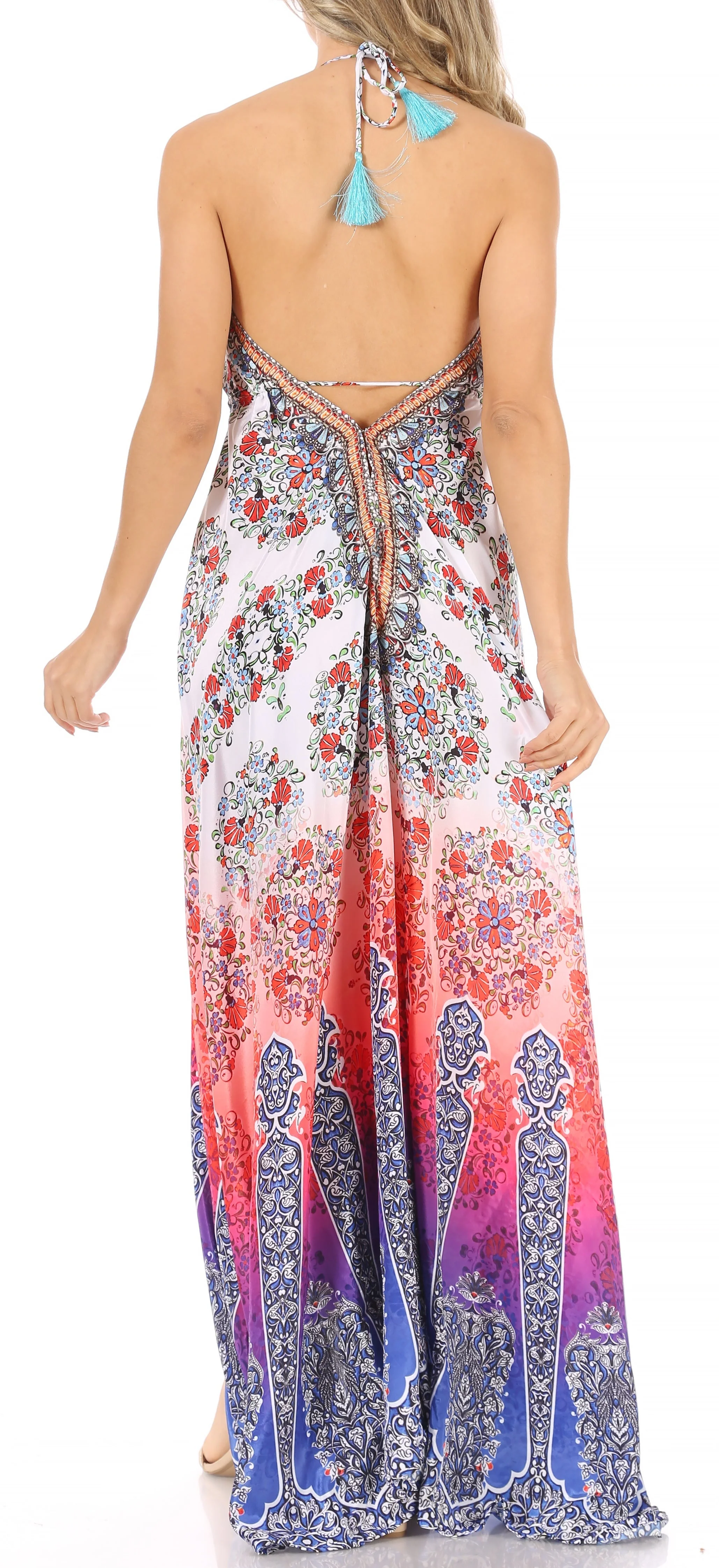 Sakkas Lizi Womens Maxi High-low Halter Handkerchief Long Dress Beach Party - Image 189