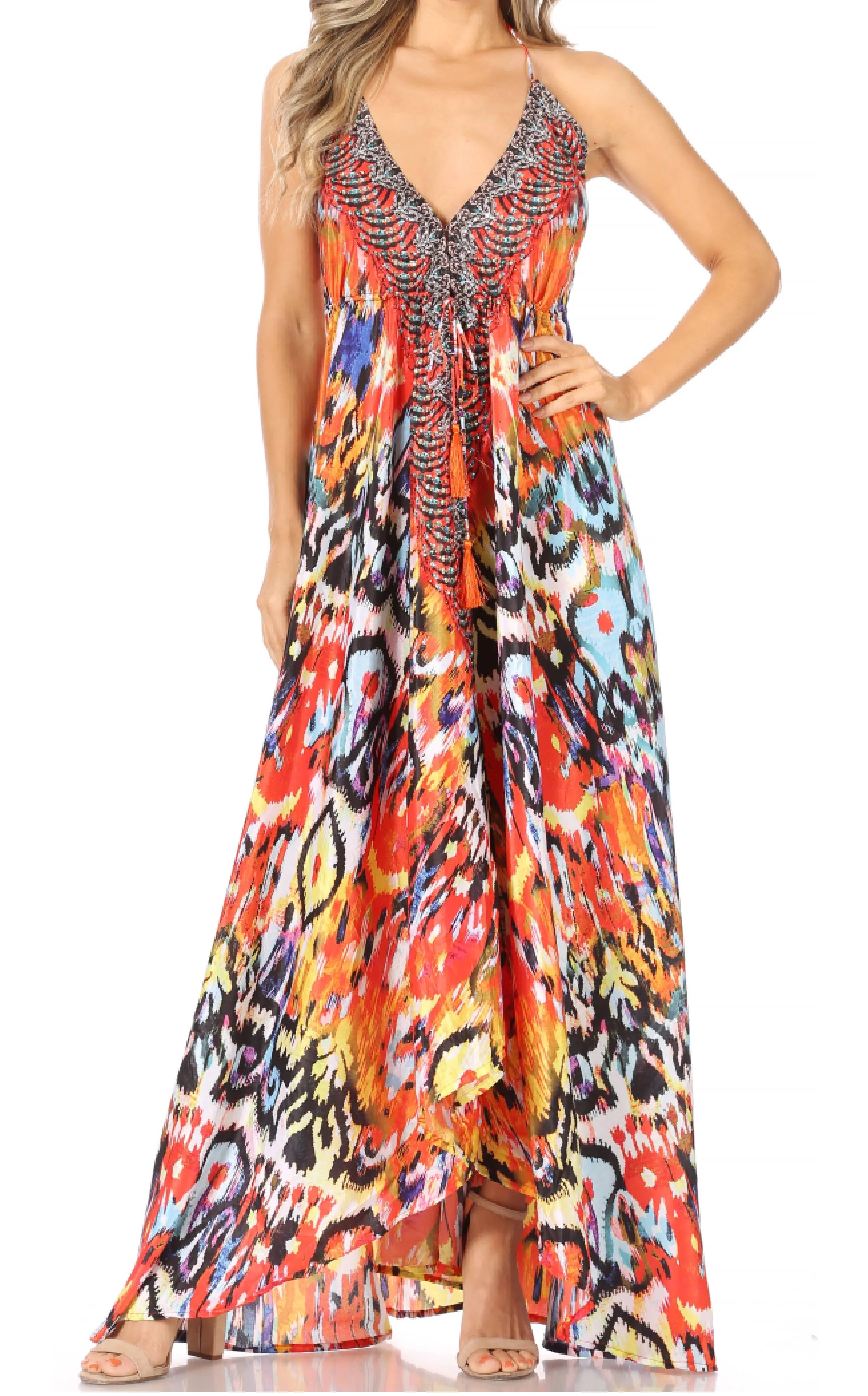 Sakkas Lizi Womens Maxi High-low Halter Handkerchief Long Dress Beach Party - Image 193
