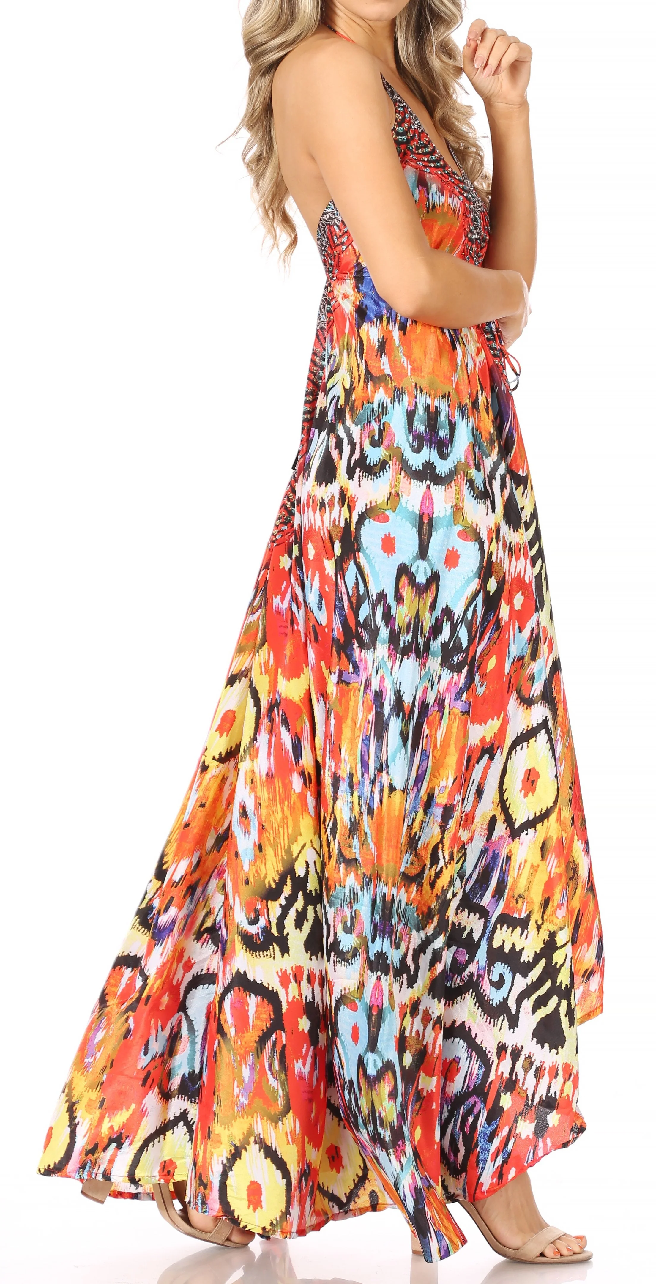 Sakkas Lizi Womens Maxi High-low Halter Handkerchief Long Dress Beach Party - Image 196