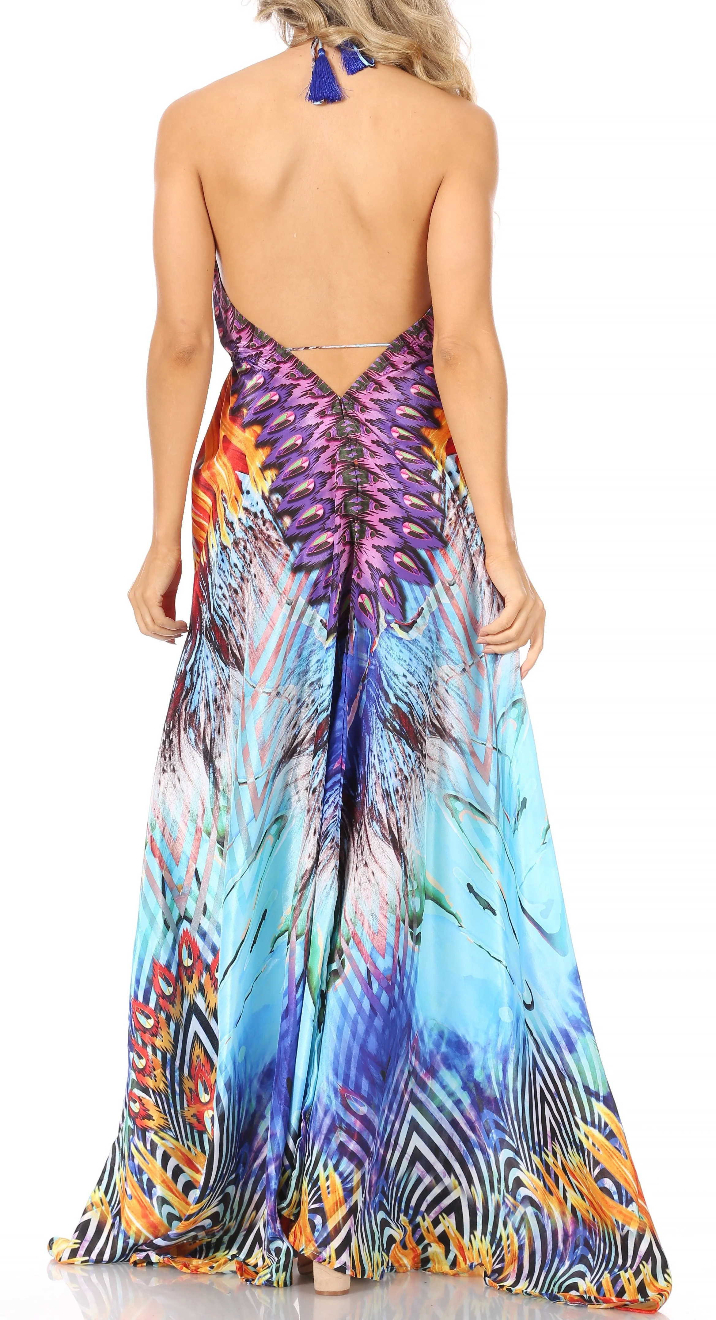 Sakkas Lizi Womens Maxi High-low Halter Handkerchief Long Dress Beach Party - Image 199