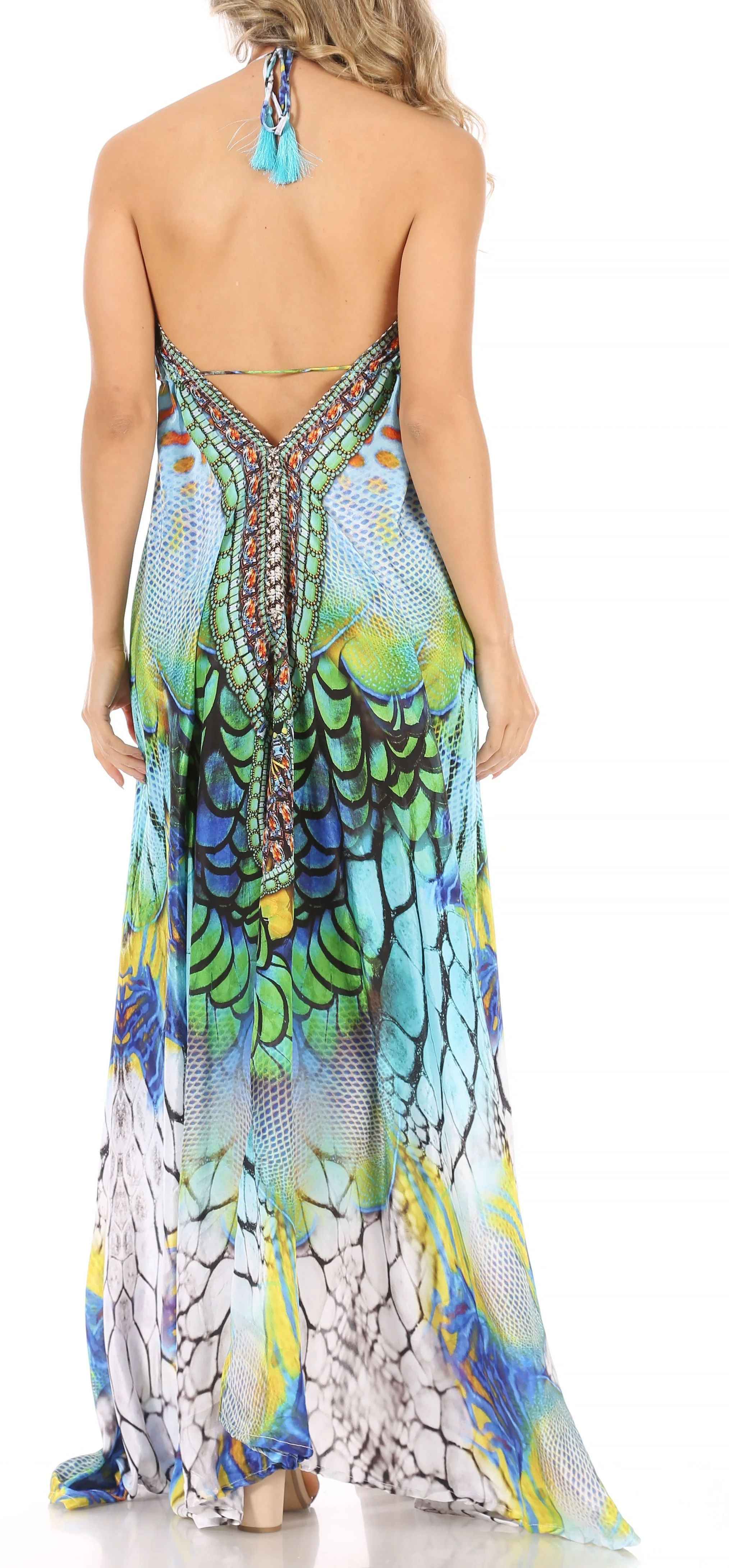 Sakkas Lizi Womens Maxi High-low Halter Handkerchief Long Dress Beach Party - Image 204