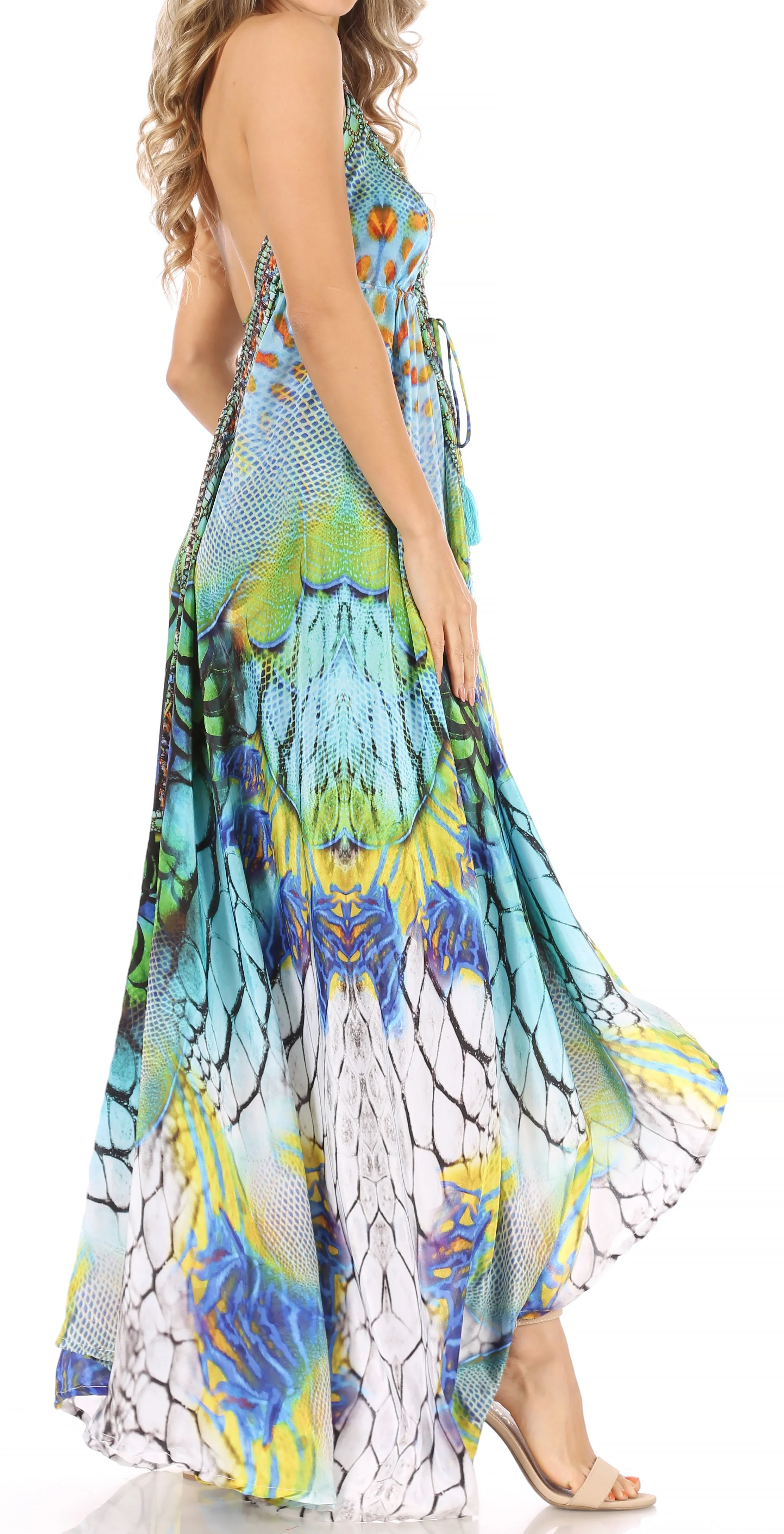 Sakkas Lizi Womens Maxi High-low Halter Handkerchief Long Dress Beach Party - Image 206