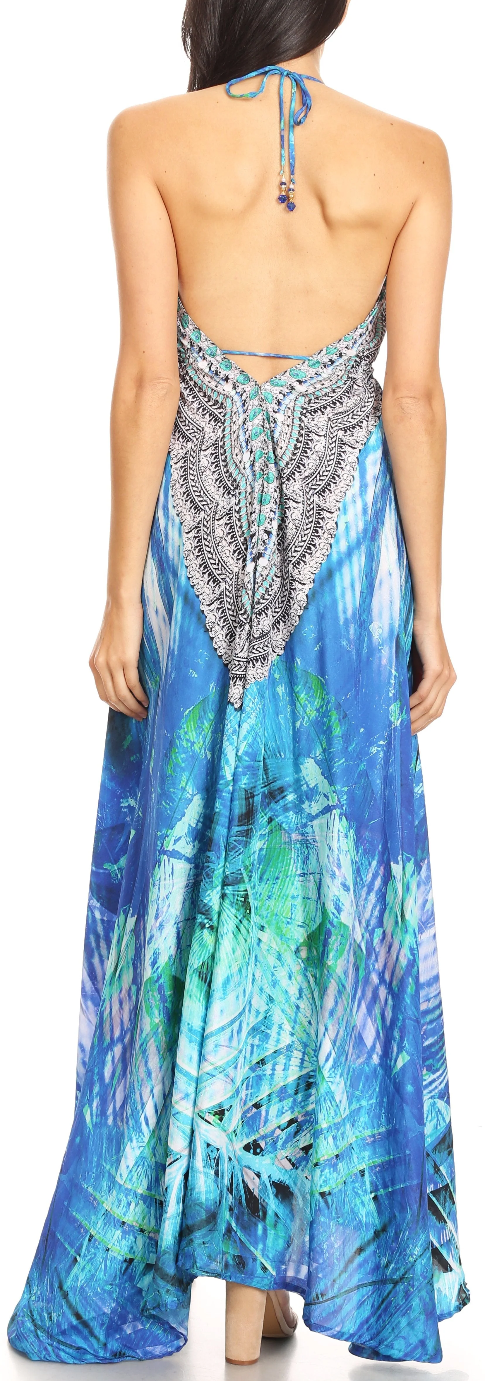 Sakkas Lizi Womens Maxi High-low Halter Handkerchief Long Dress Beach Party - Image 21
