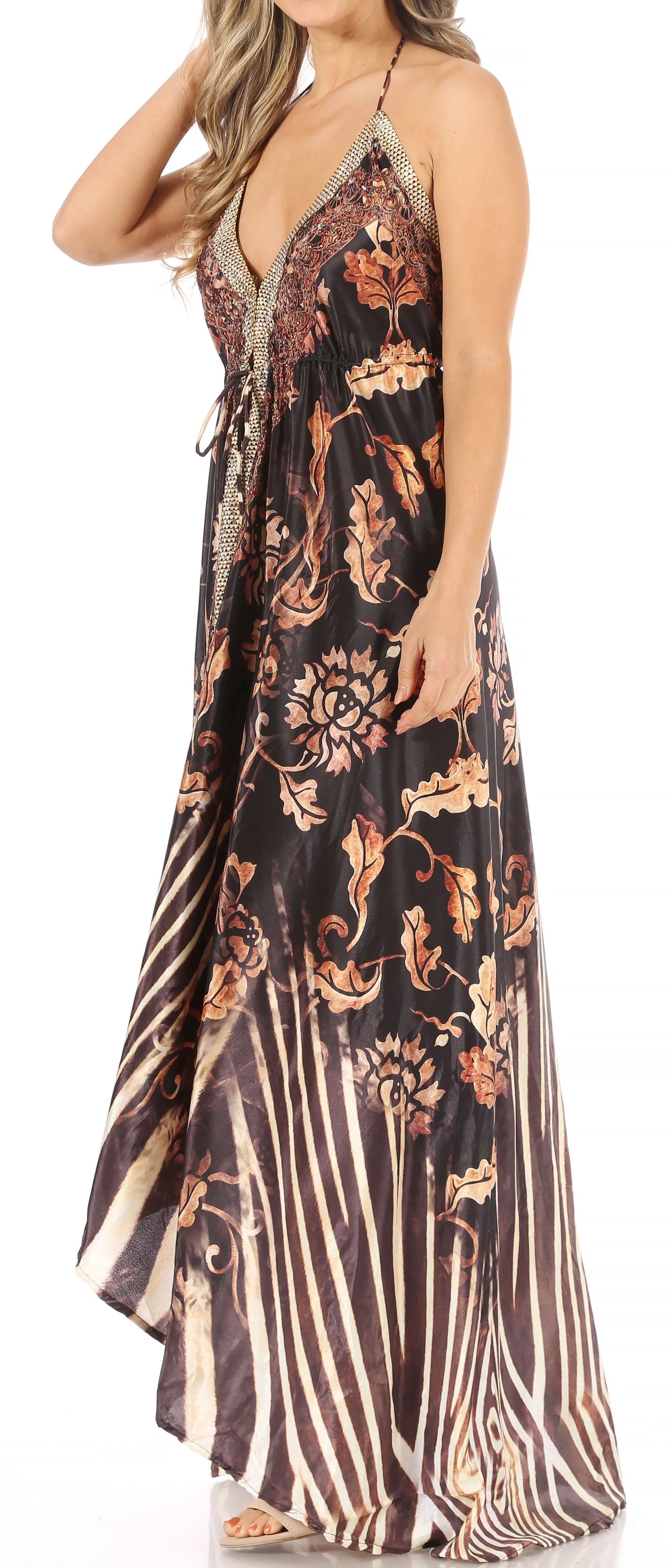 Sakkas Lizi Womens Maxi High-low Halter Handkerchief Long Dress Beach Party - Image 210