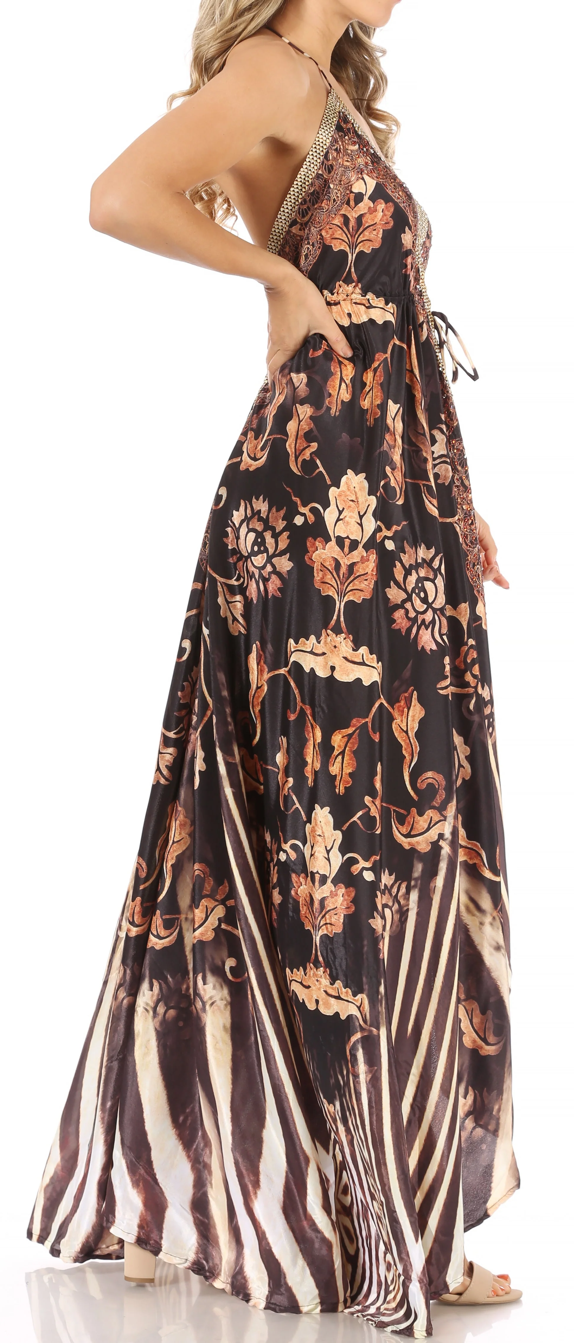 Sakkas Lizi Womens Maxi High-low Halter Handkerchief Long Dress Beach Party - Image 211