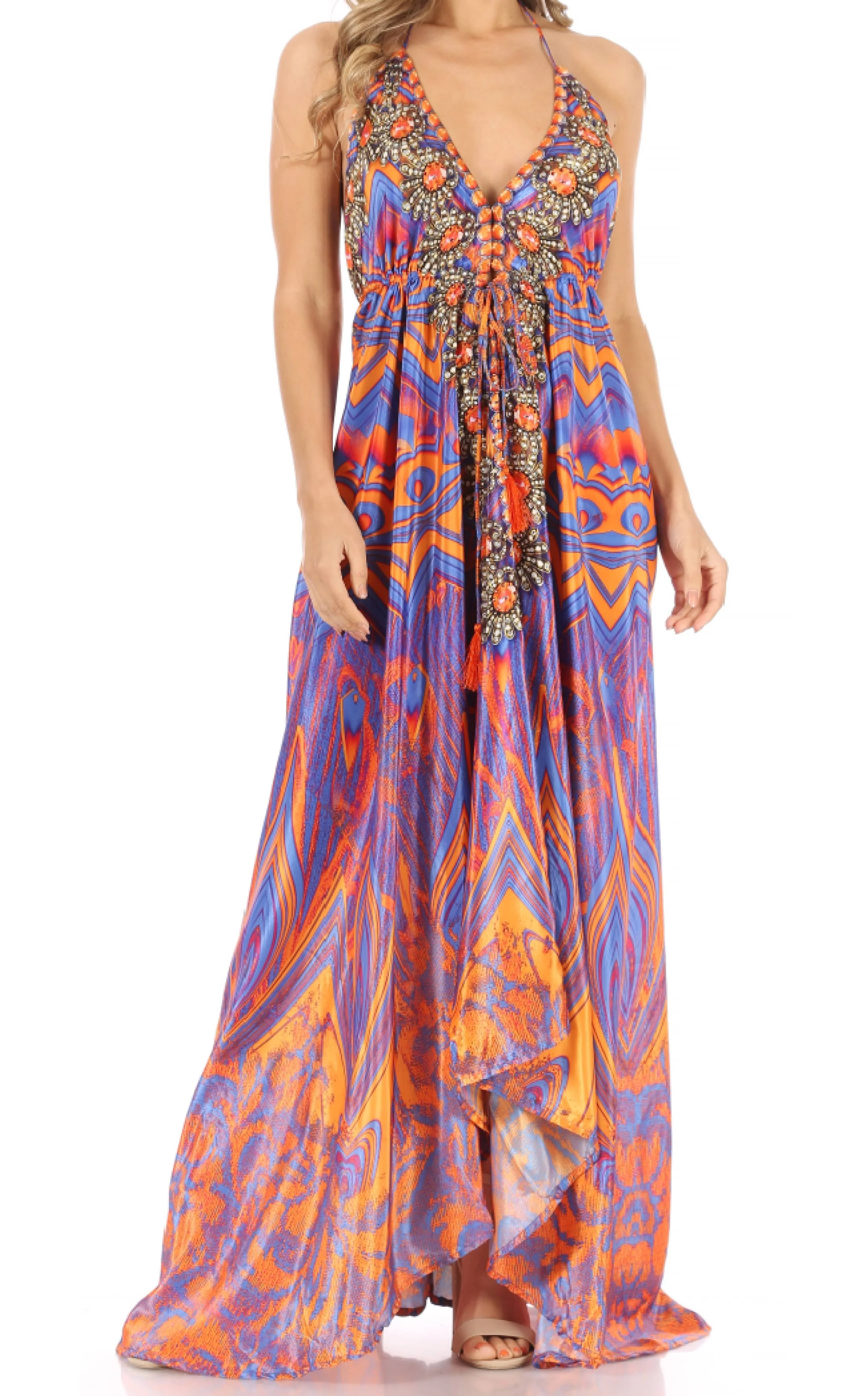Sakkas Lizi Womens Maxi High-low Halter Handkerchief Long Dress Beach Party - Image 213