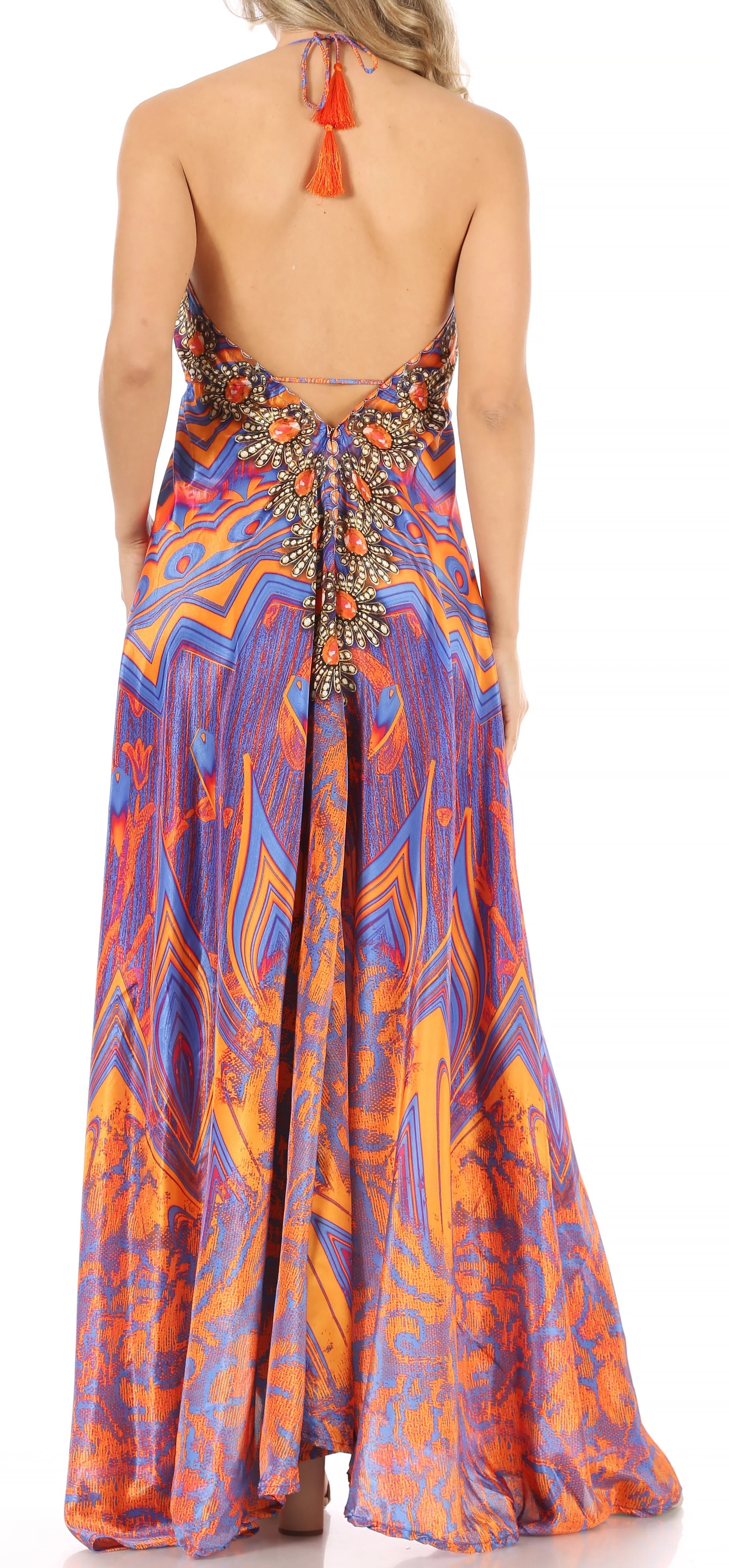 Sakkas Lizi Womens Maxi High-low Halter Handkerchief Long Dress Beach Party - Image 214