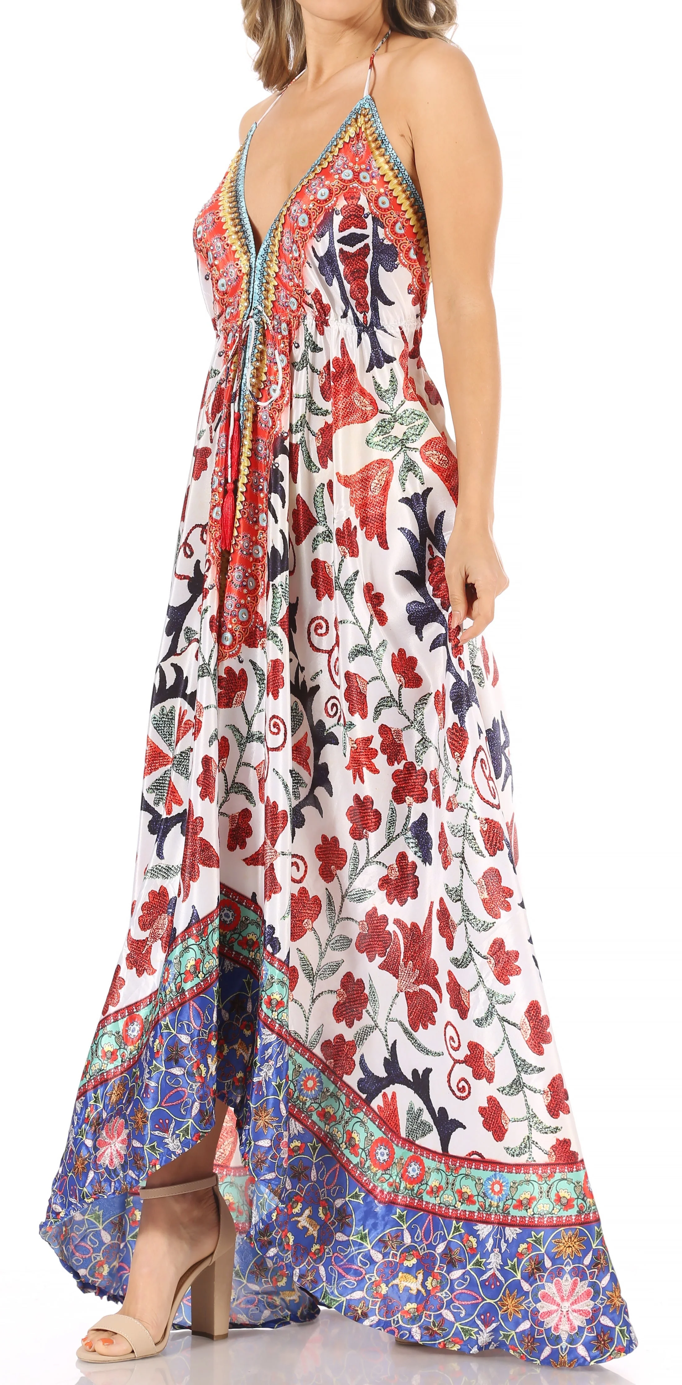 Sakkas Lizi Womens Maxi High-low Halter Handkerchief Long Dress Beach Party - Image 225