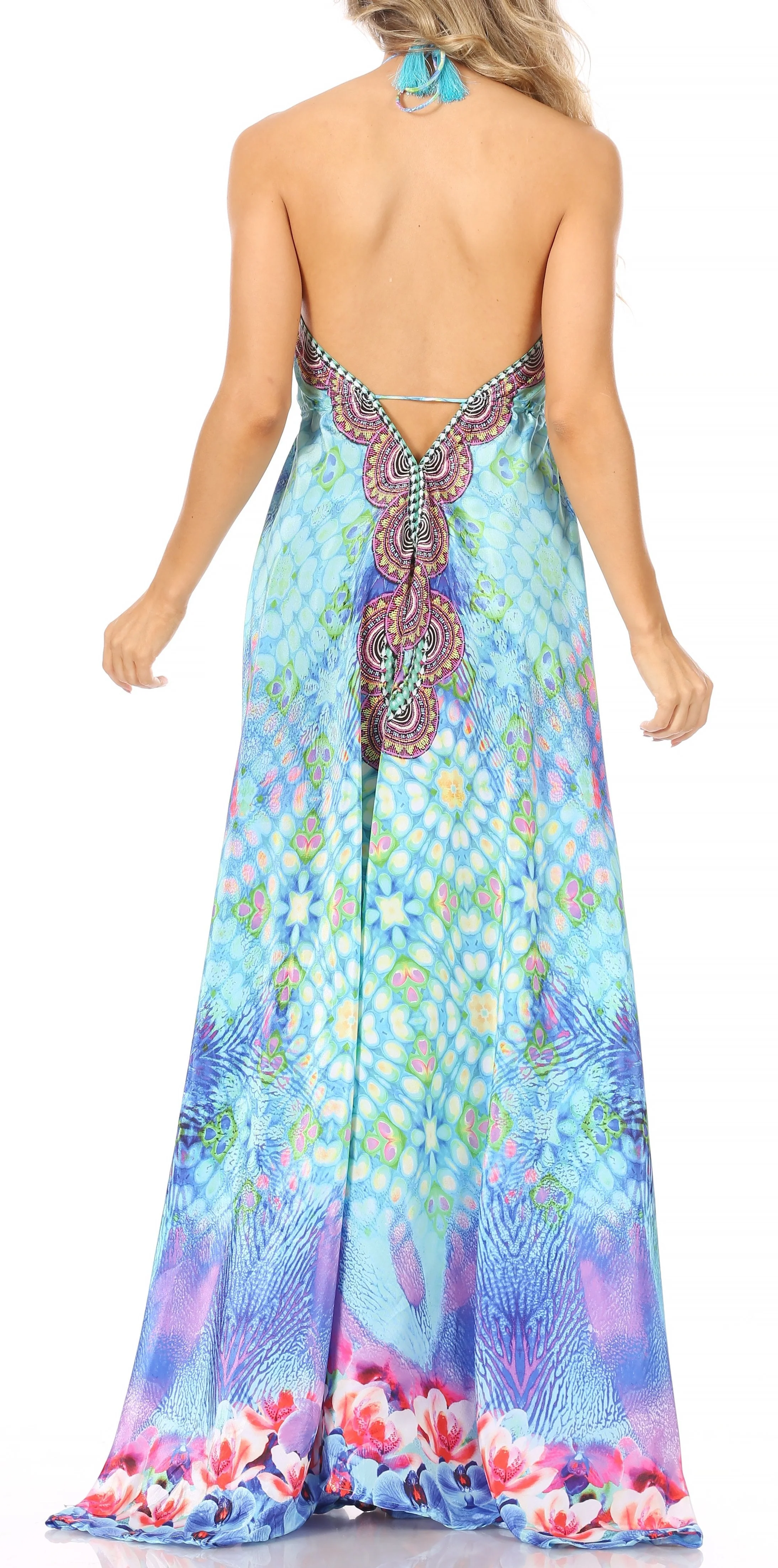 Sakkas Lizi Womens Maxi High-low Halter Handkerchief Long Dress Beach Party - Image 229