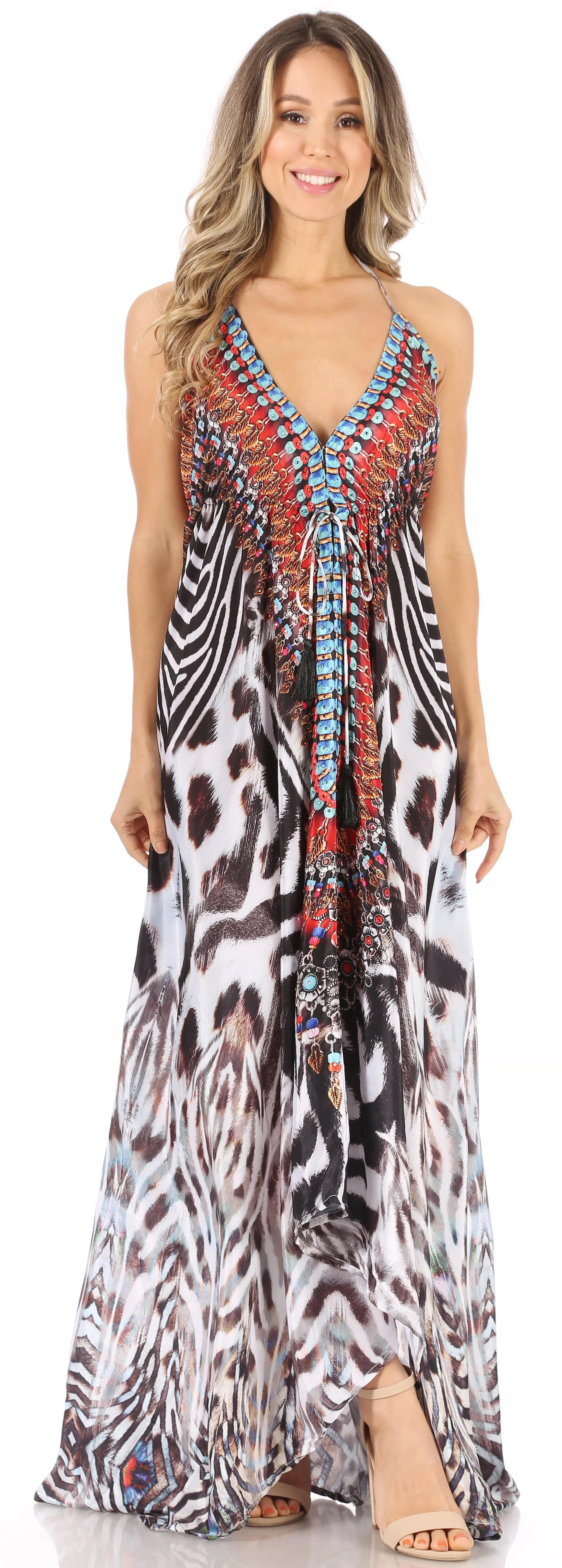 Sakkas Lizi Womens Maxi High-low Halter Handkerchief Long Dress Beach Party - Image 237