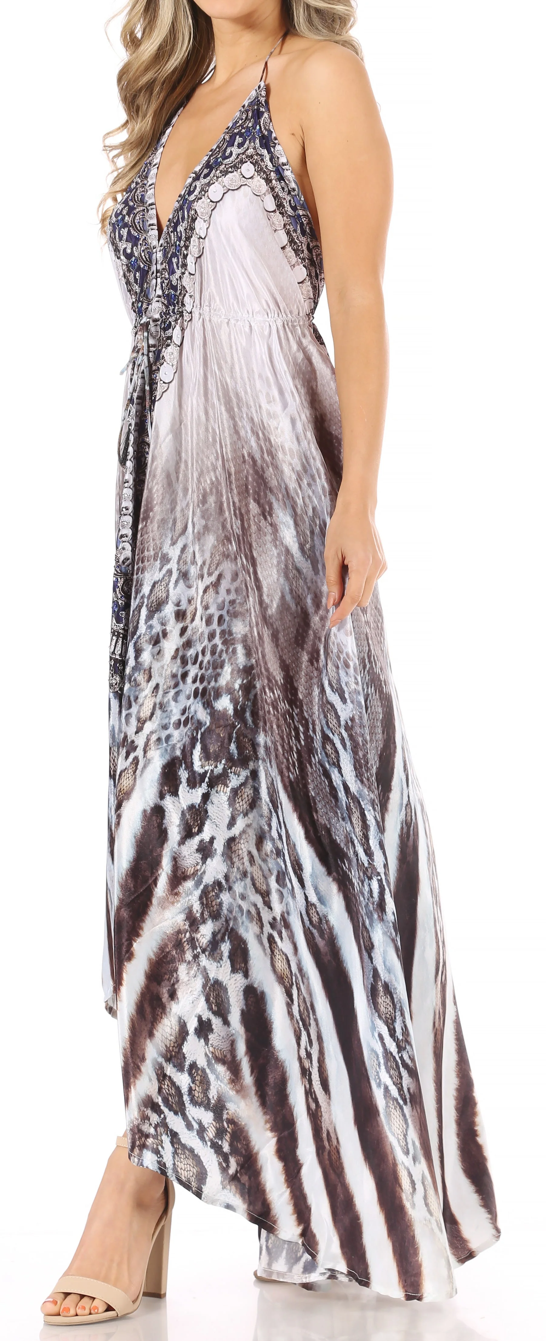 Sakkas Lizi Womens Maxi High-low Halter Handkerchief Long Dress Beach Party - Image 240