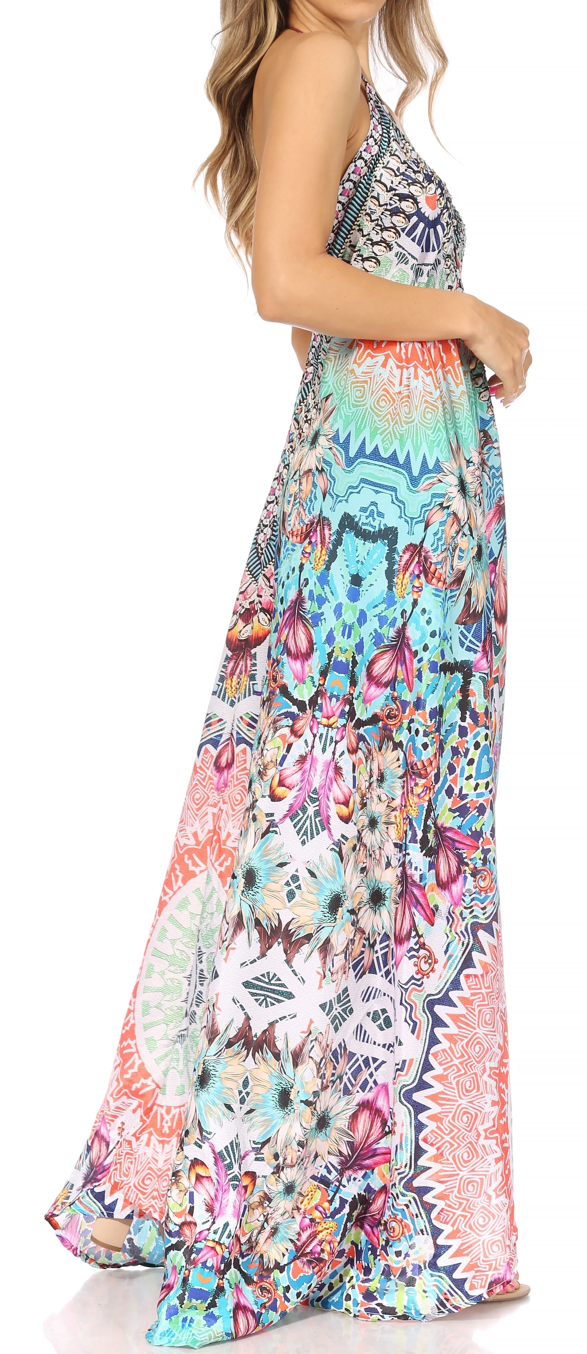 Sakkas Lizi Womens Maxi High-low Halter Handkerchief Long Dress Beach Party - Image 246