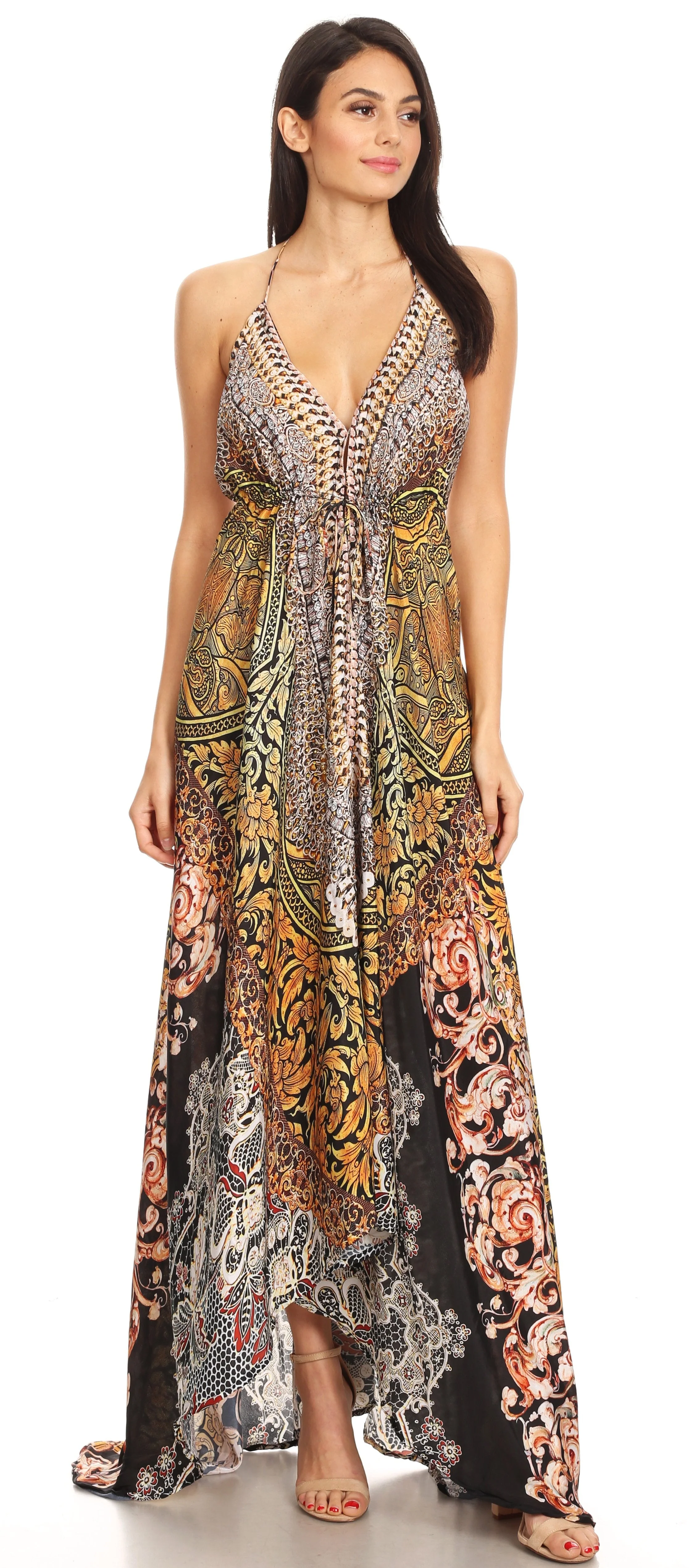 Sakkas Lizi Womens Maxi High-low Halter Handkerchief Long Dress Beach Party - Image 25