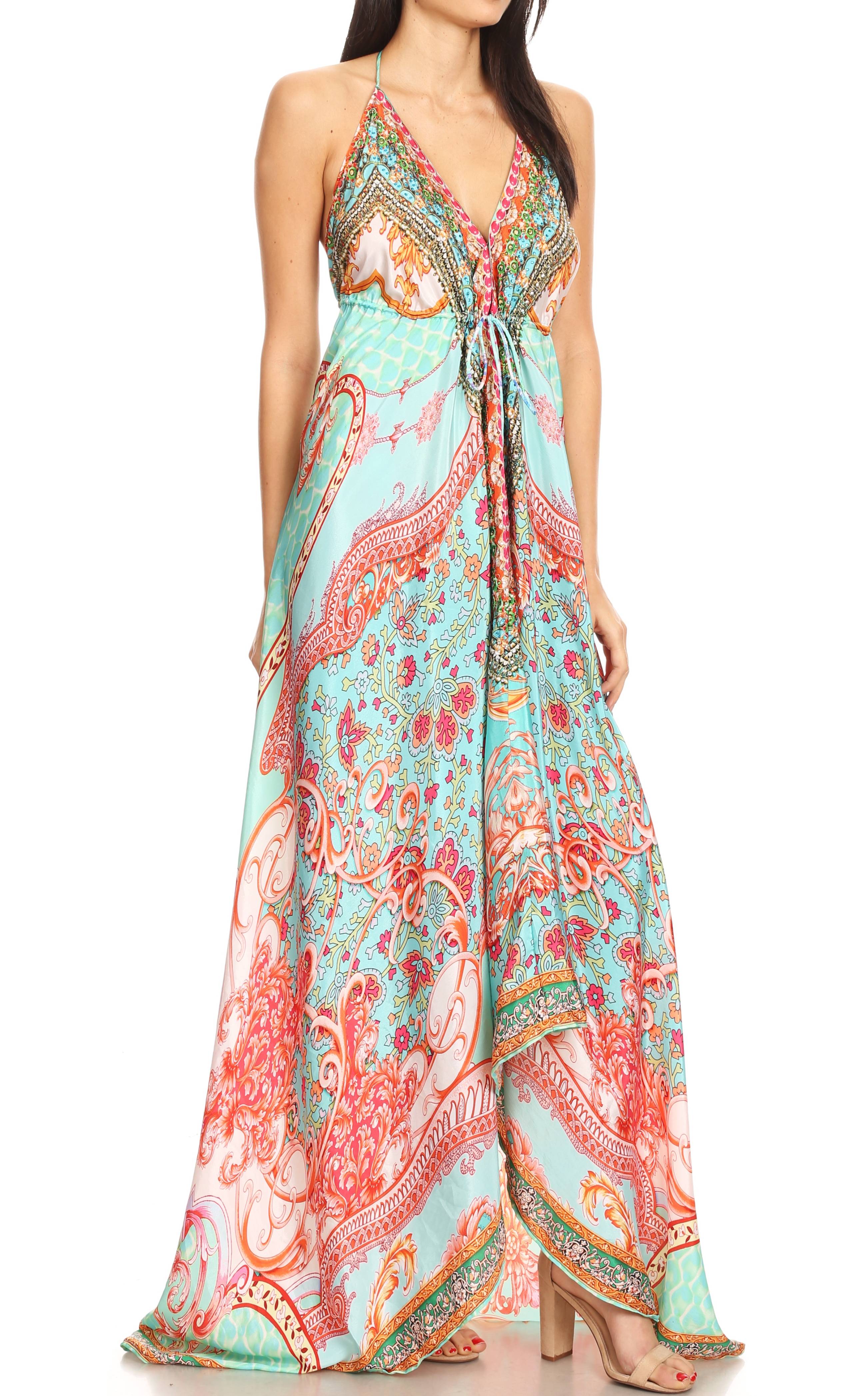 Sakkas Lizi Womens Maxi High-low Halter Handkerchief Long Dress Beach Party - Image 26