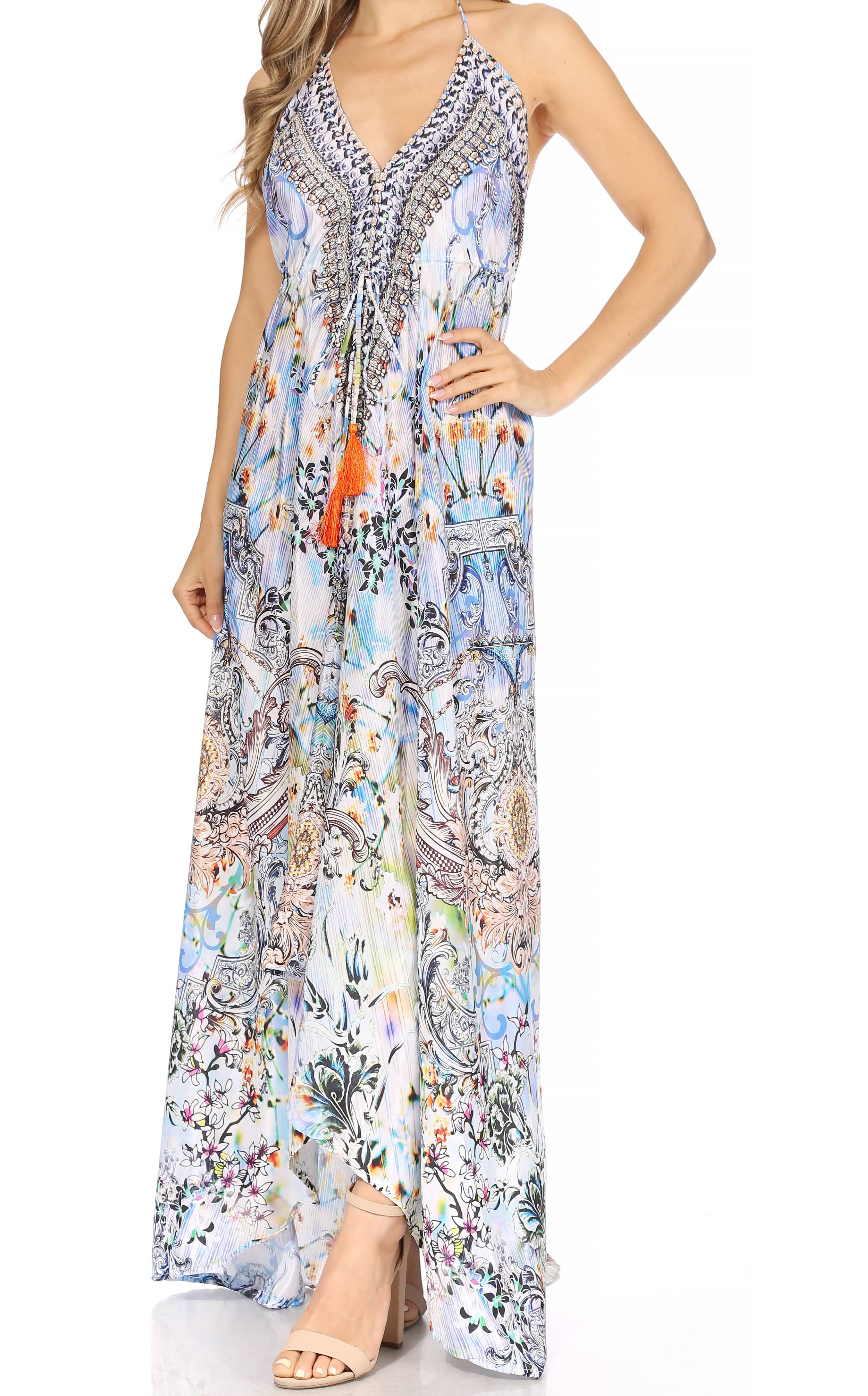Sakkas Lizi Womens Maxi High-low Halter Handkerchief Long Dress Beach Party - Image 29