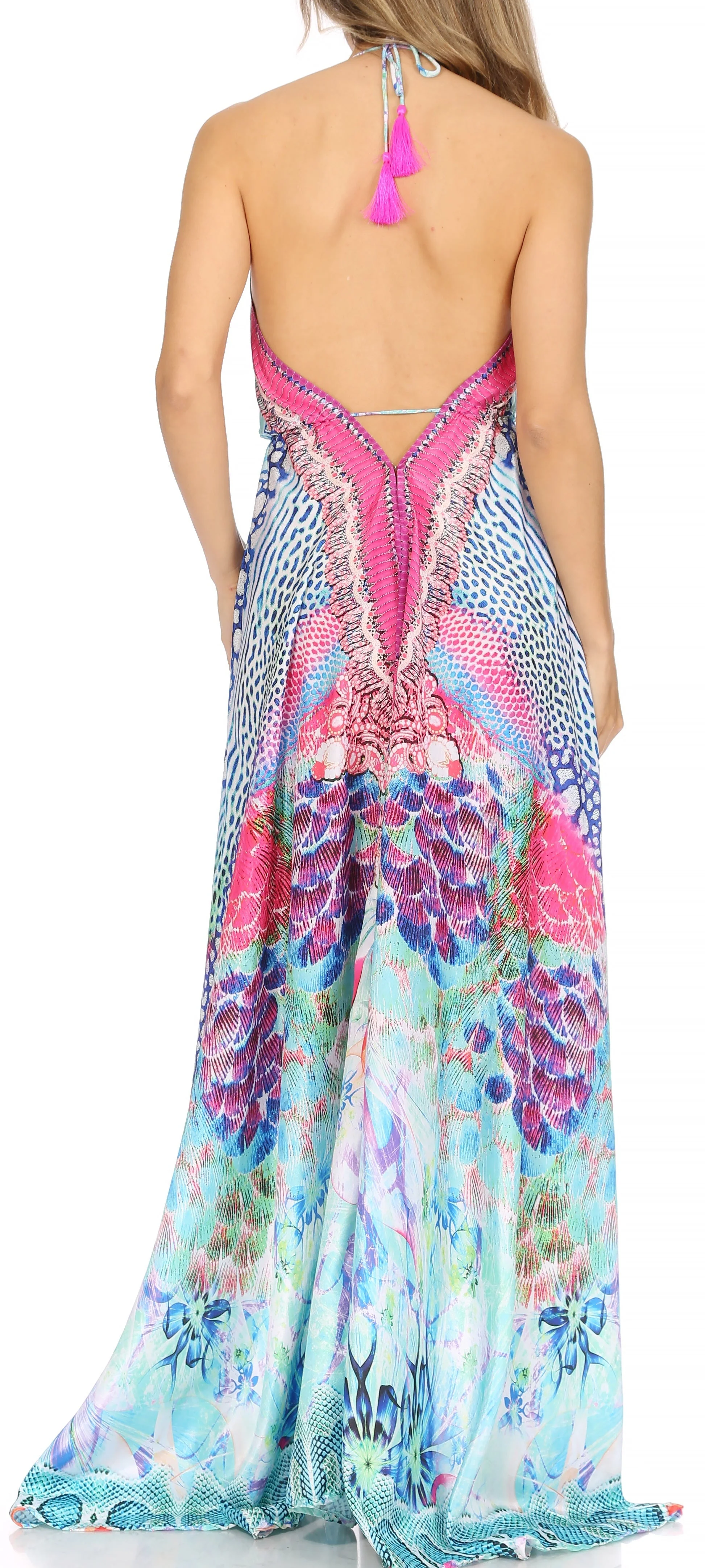 Sakkas Lizi Womens Maxi High-low Halter Handkerchief Long Dress Beach Party - Image 36
