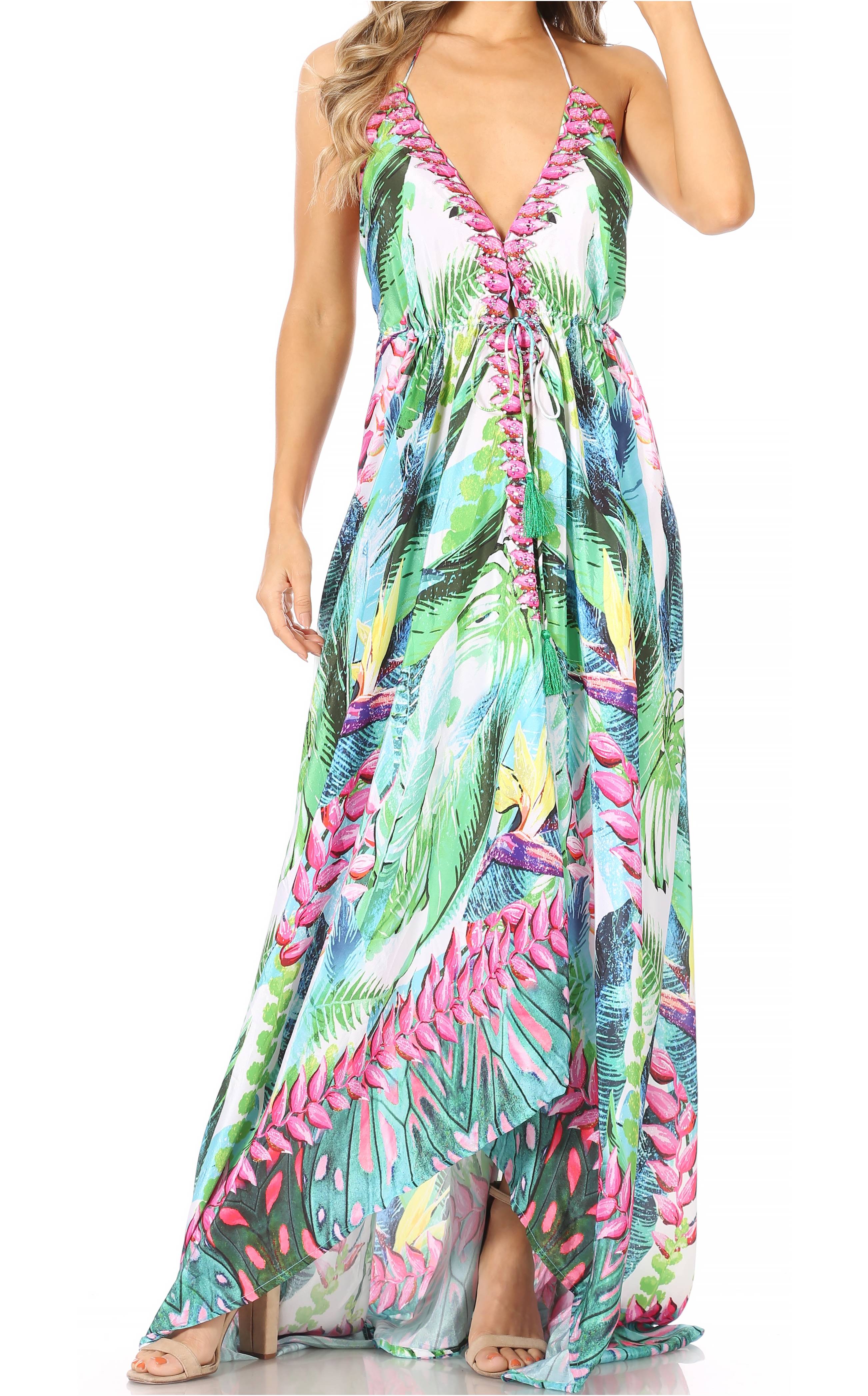 Sakkas Lizi Womens Maxi High-low Halter Handkerchief Long Dress Beach Party - Image 38