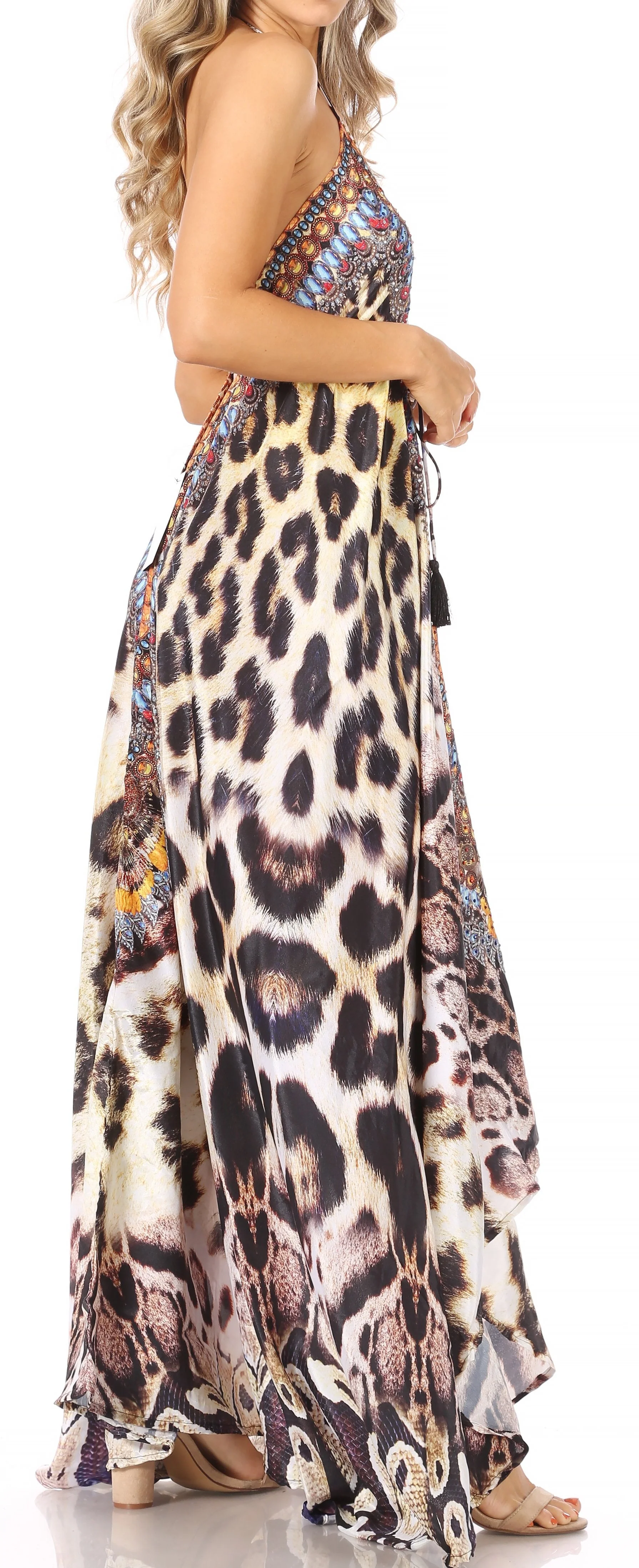 Sakkas Lizi Womens Maxi High-low Halter Handkerchief Long Dress Beach Party - Image 4