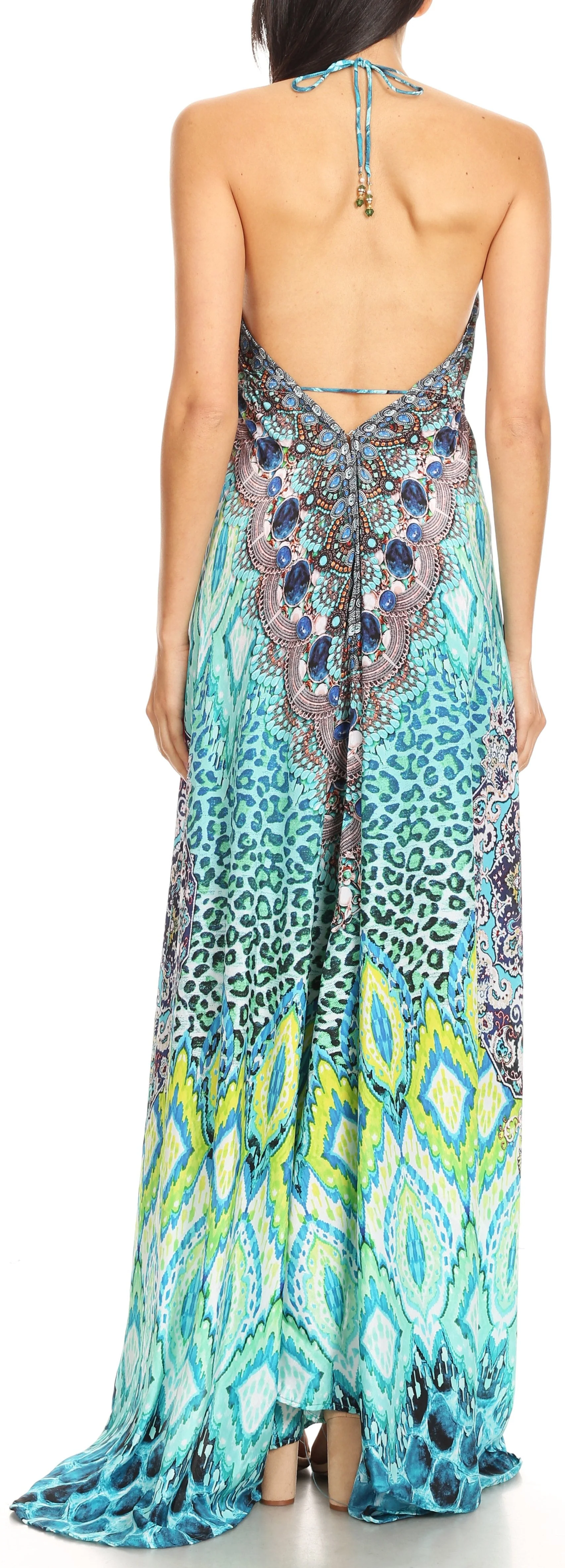 Sakkas Lizi Womens Maxi High-low Halter Handkerchief Long Dress Beach Party - Image 45