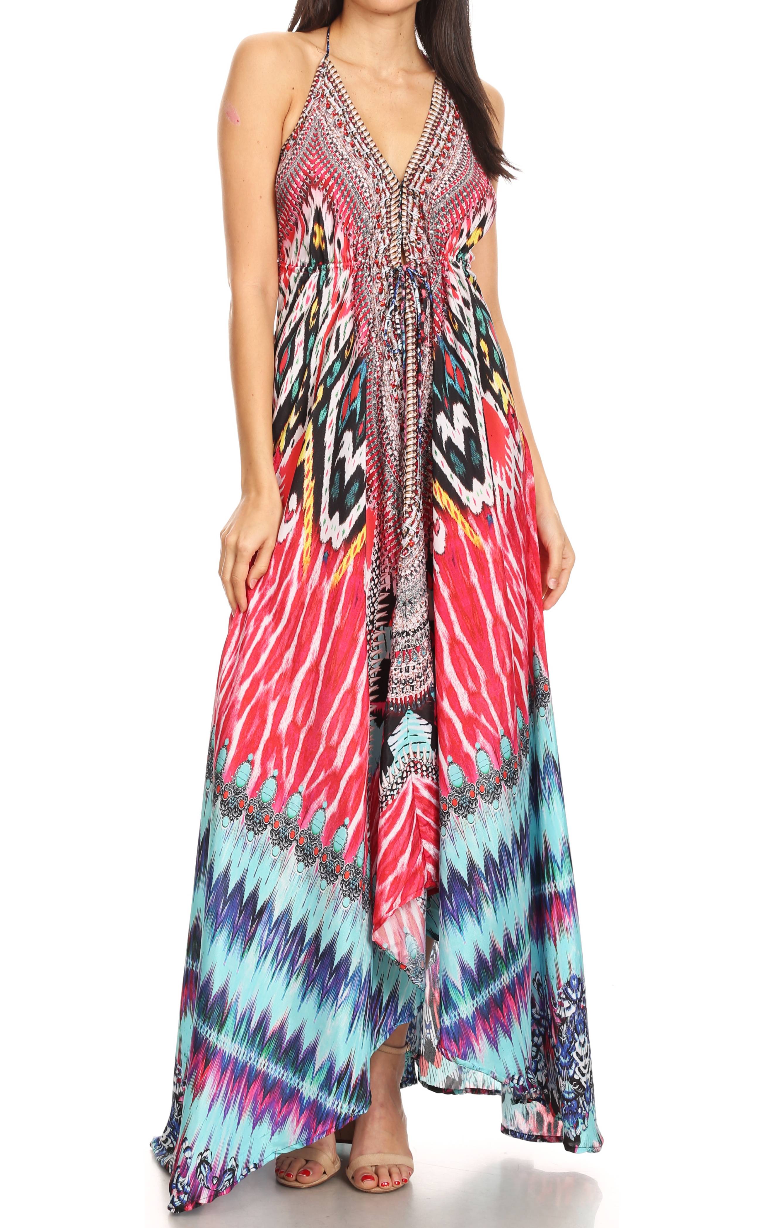 Sakkas Lizi Womens Maxi High-low Halter Handkerchief Long Dress Beach Party - Image 56