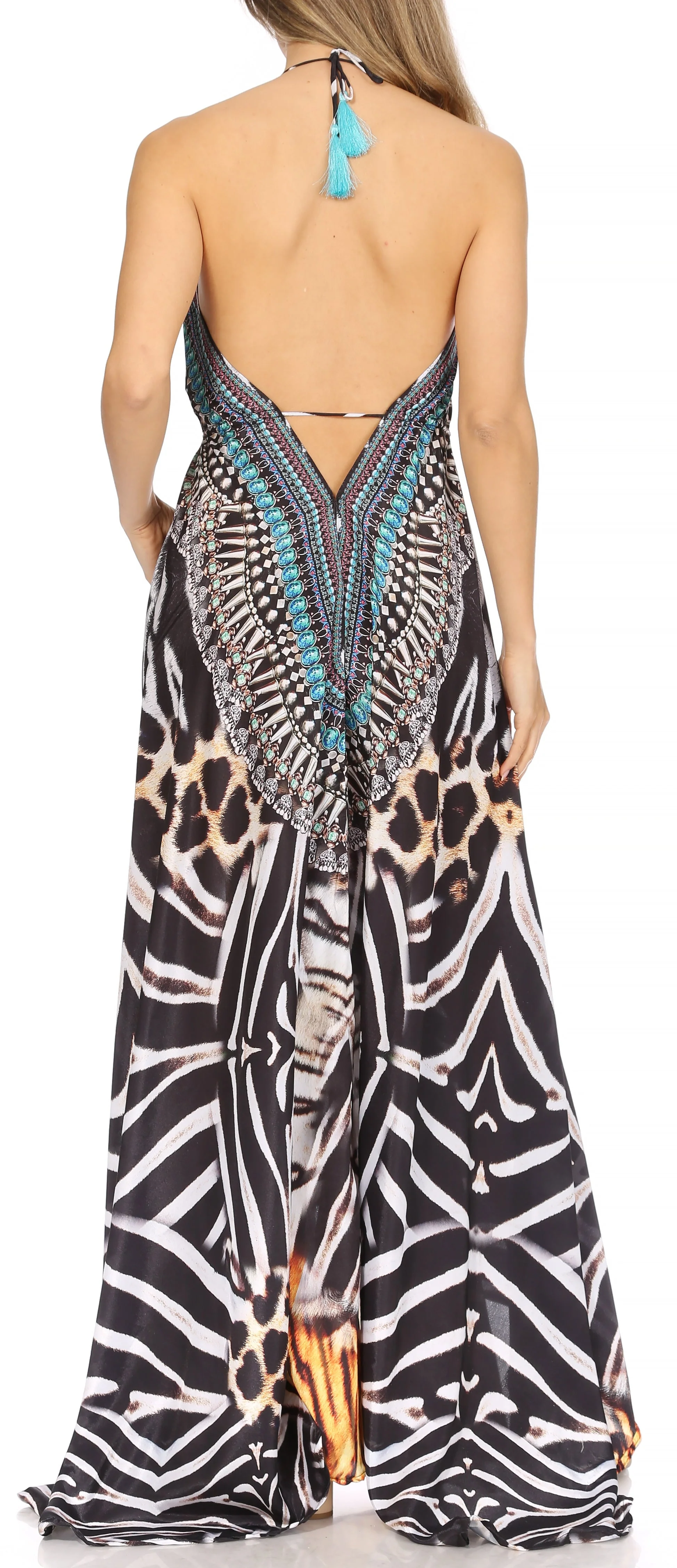Sakkas Lizi Womens Maxi High-low Halter Handkerchief Long Dress Beach Party - Image 60