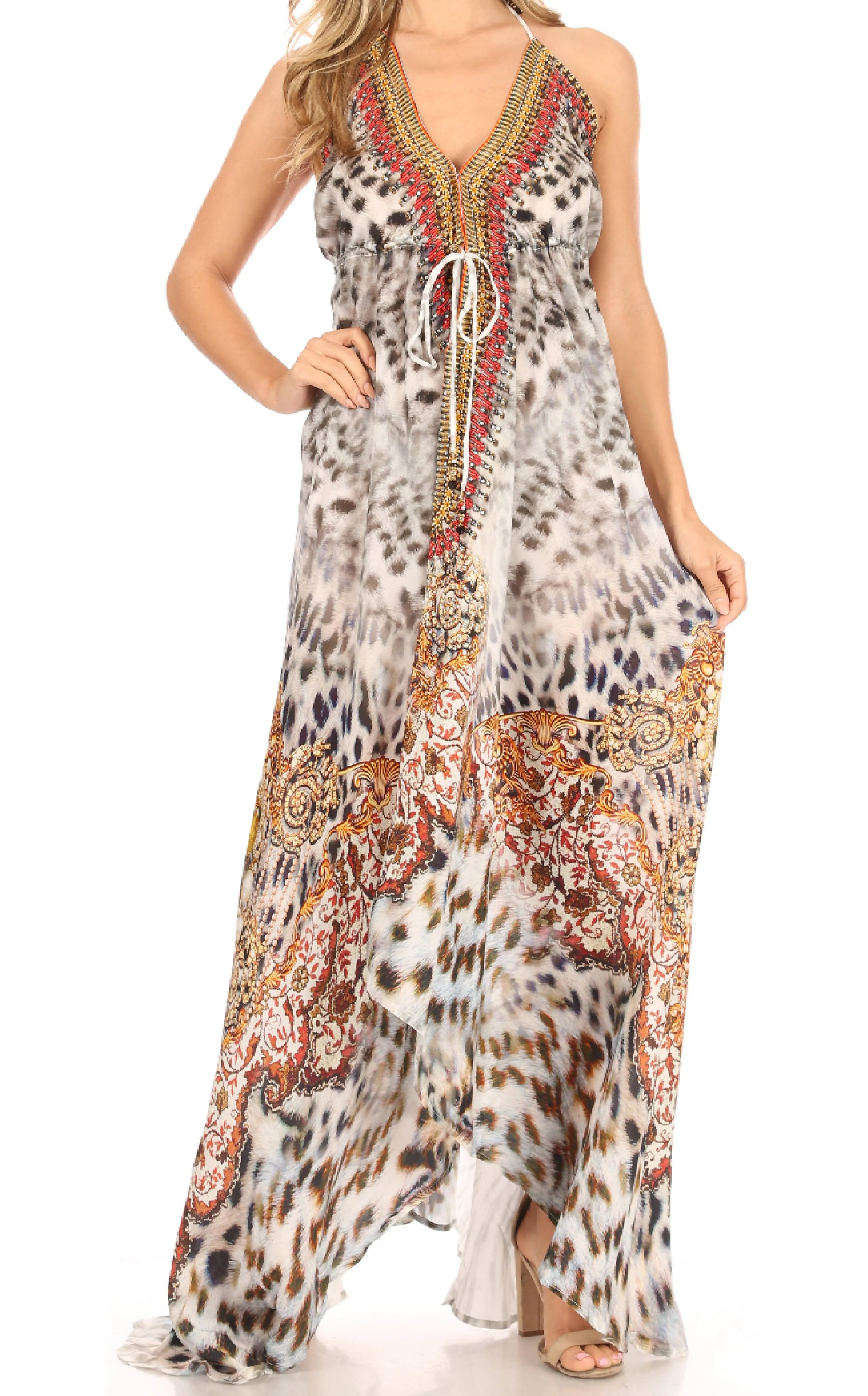 Sakkas Lizi Womens Maxi High-low Halter Handkerchief Long Dress Beach Party - Image 65