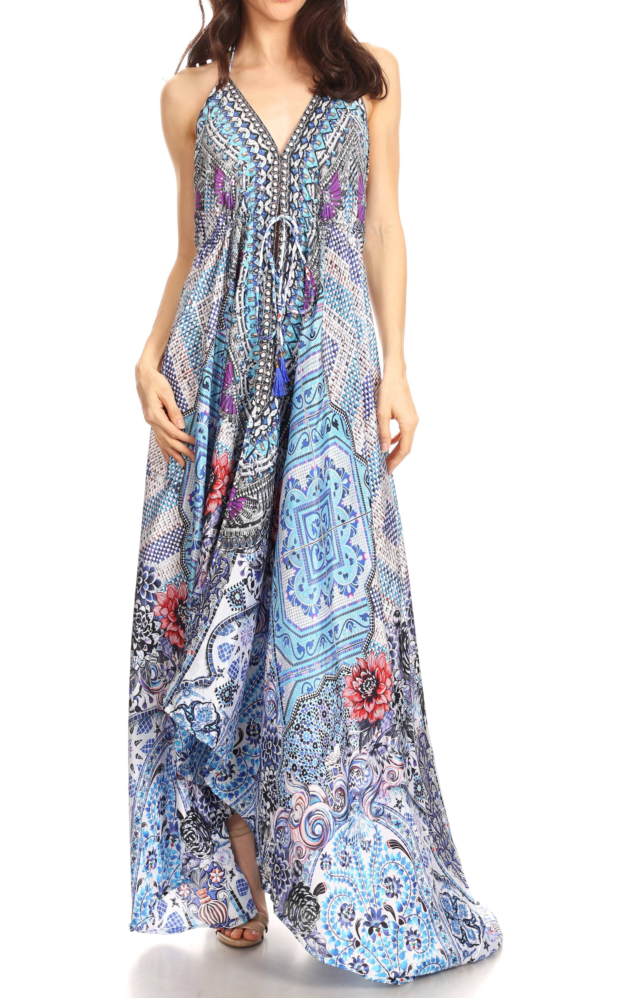 Sakkas Lizi Womens Maxi High-low Halter Handkerchief Long Dress Beach Party - Image 77