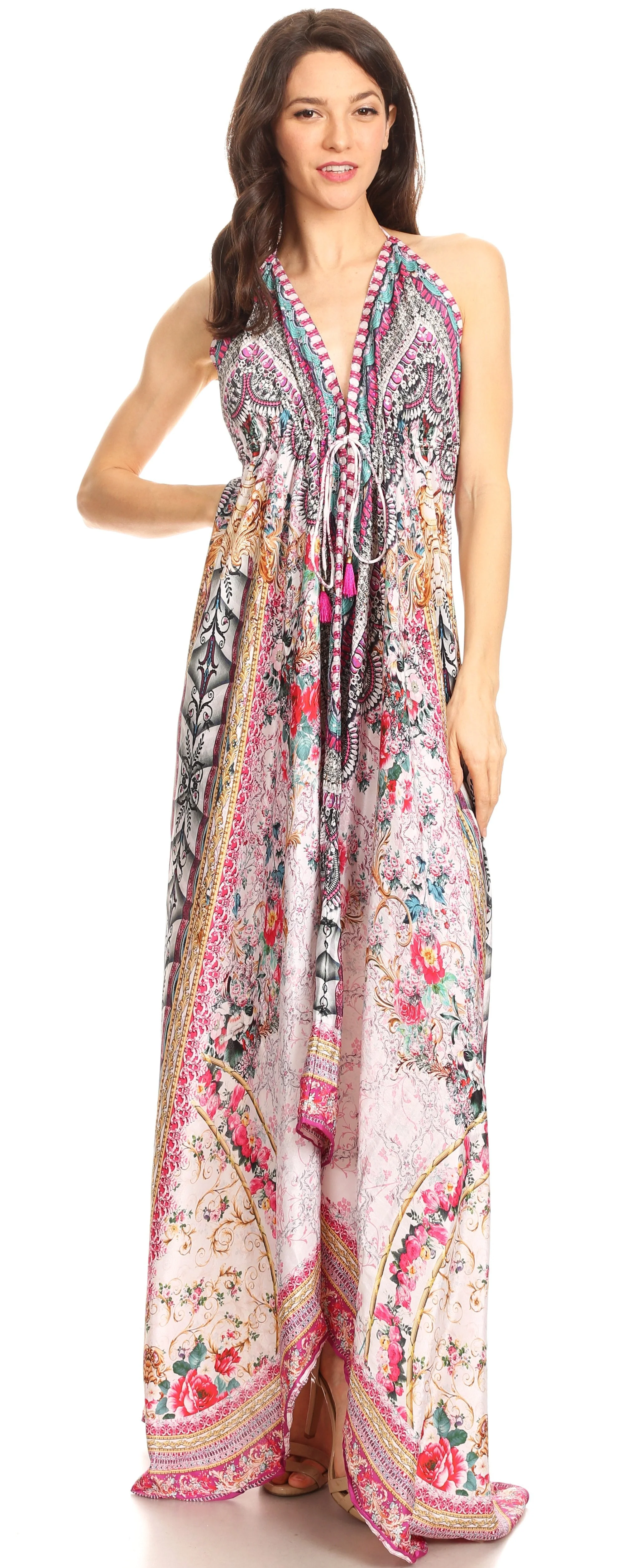 Sakkas Lizi Womens Maxi High-low Halter Handkerchief Long Dress Beach Party - Image 82