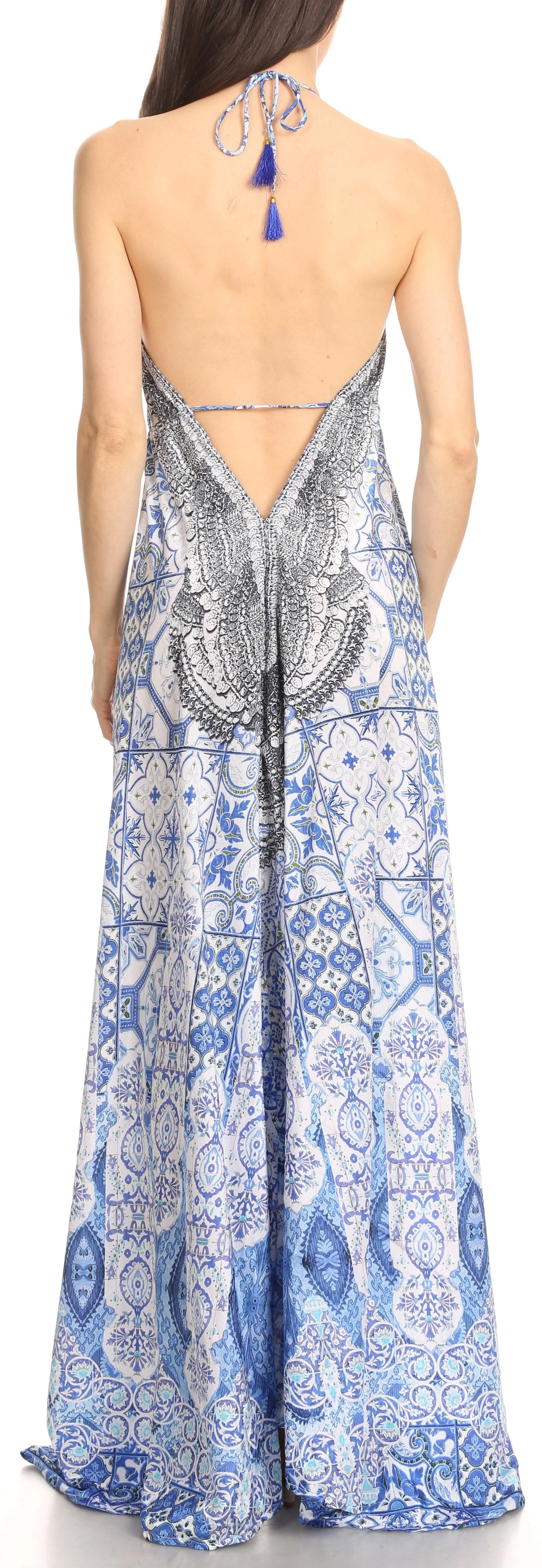Sakkas Lizi Womens Maxi High-low Halter Handkerchief Long Dress Beach Party - Image 90