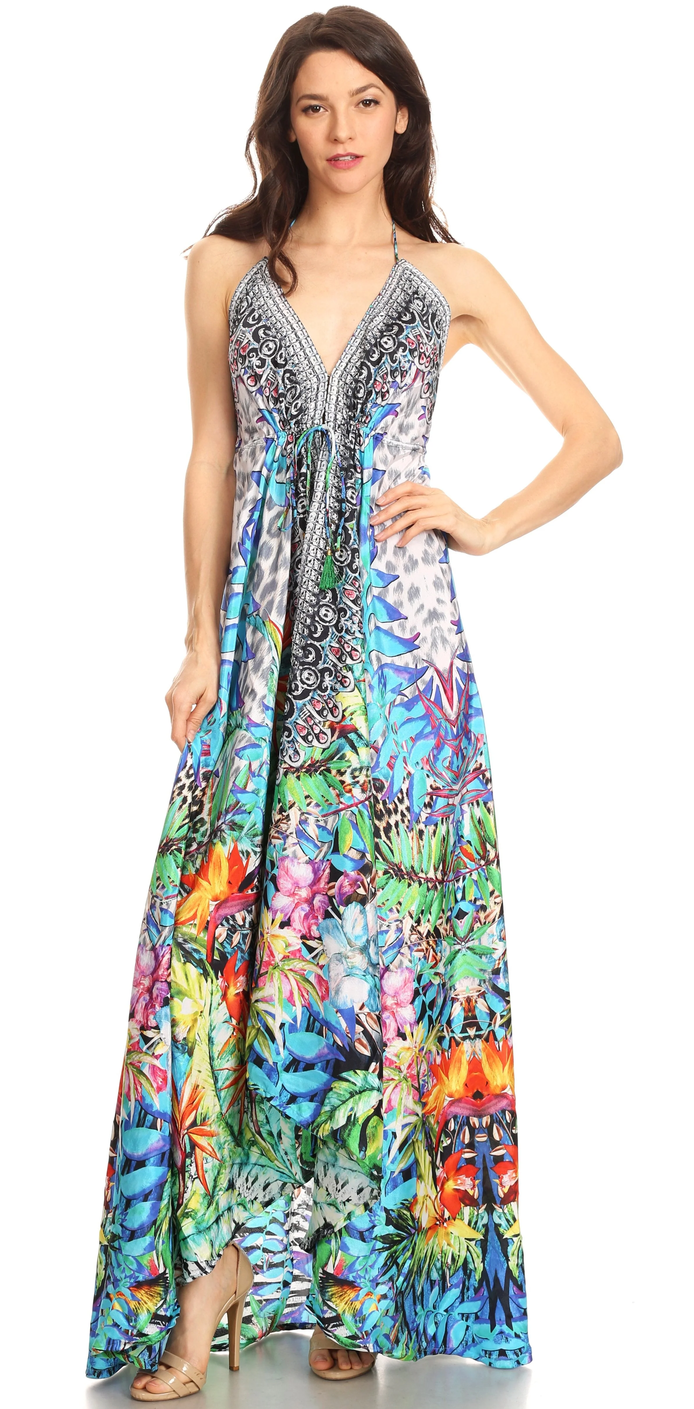 Sakkas Lizi Womens Maxi High-low Halter Handkerchief Long Dress Beach Party - Image 94