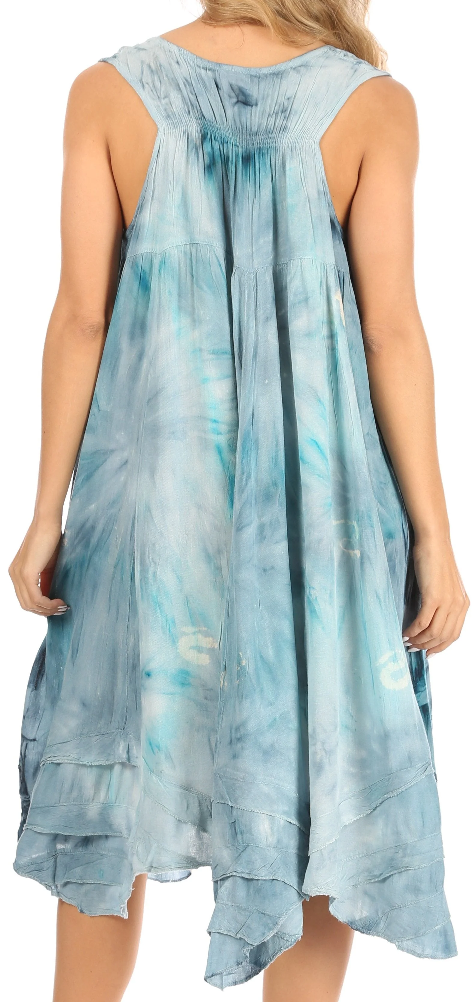 Sakkas Magy Women's Casual Summer Sleeveless Loose Tank Dress Tie-dye Floral Print - Image 2