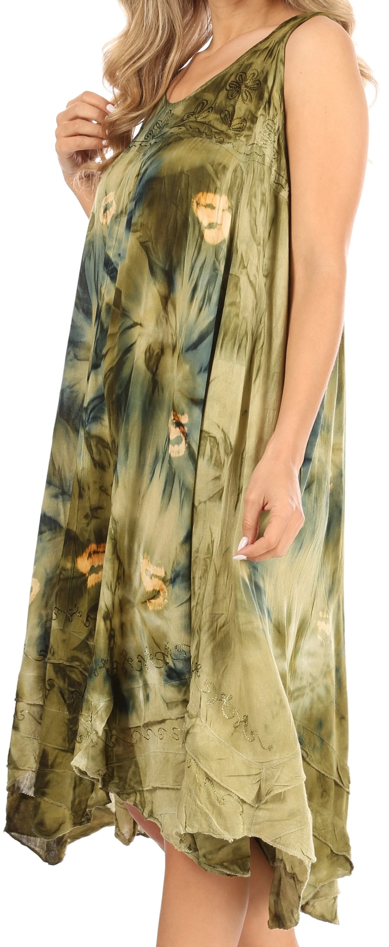 Sakkas Magy Women's Casual Summer Sleeveless Loose Tank Dress Tie-dye Floral Print - Image 23