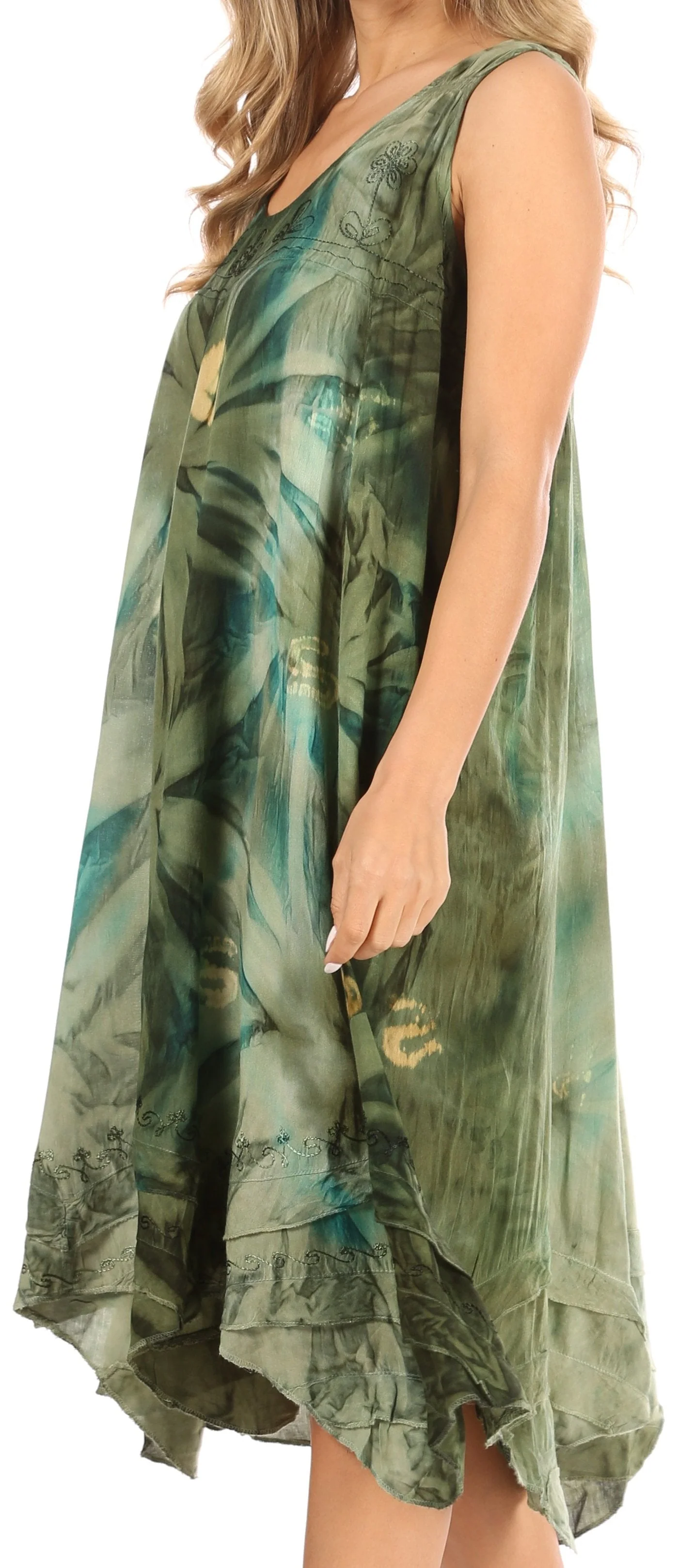 Sakkas Magy Women's Casual Summer Sleeveless Loose Tank Dress Tie-dye Floral Print - Image 28