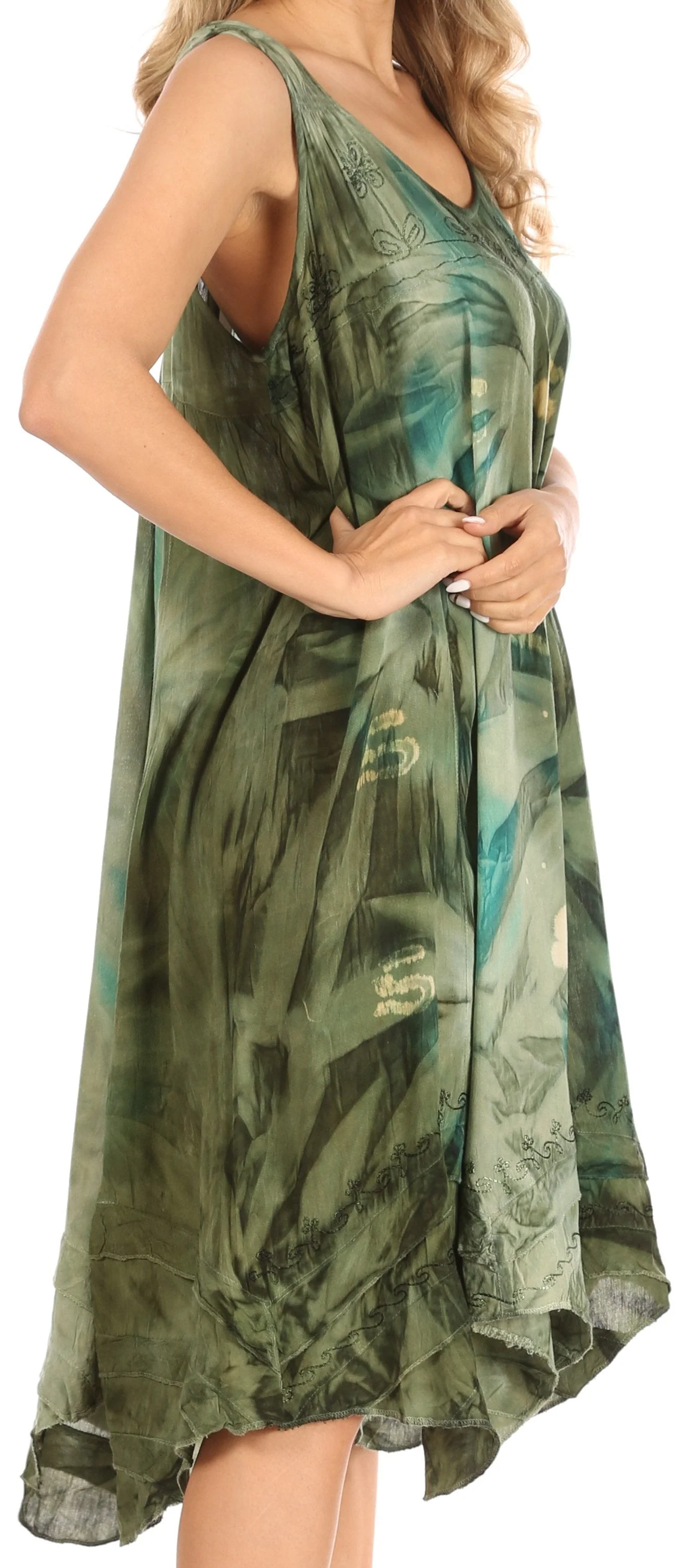 Sakkas Magy Women's Casual Summer Sleeveless Loose Tank Dress Tie-dye Floral Print - Image 29