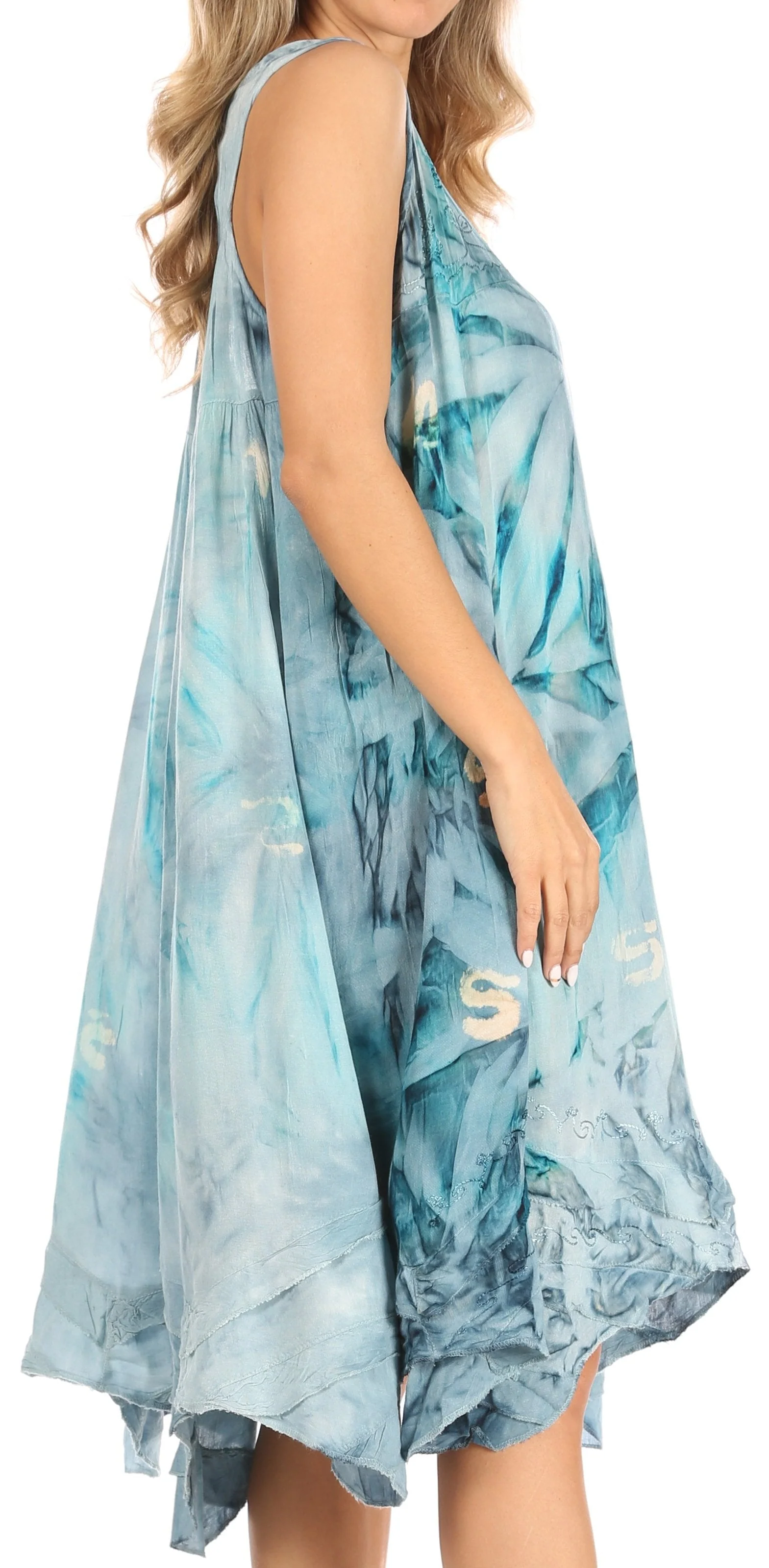 Sakkas Magy Women's Casual Summer Sleeveless Loose Tank Dress Tie-dye Floral Print - Image 4