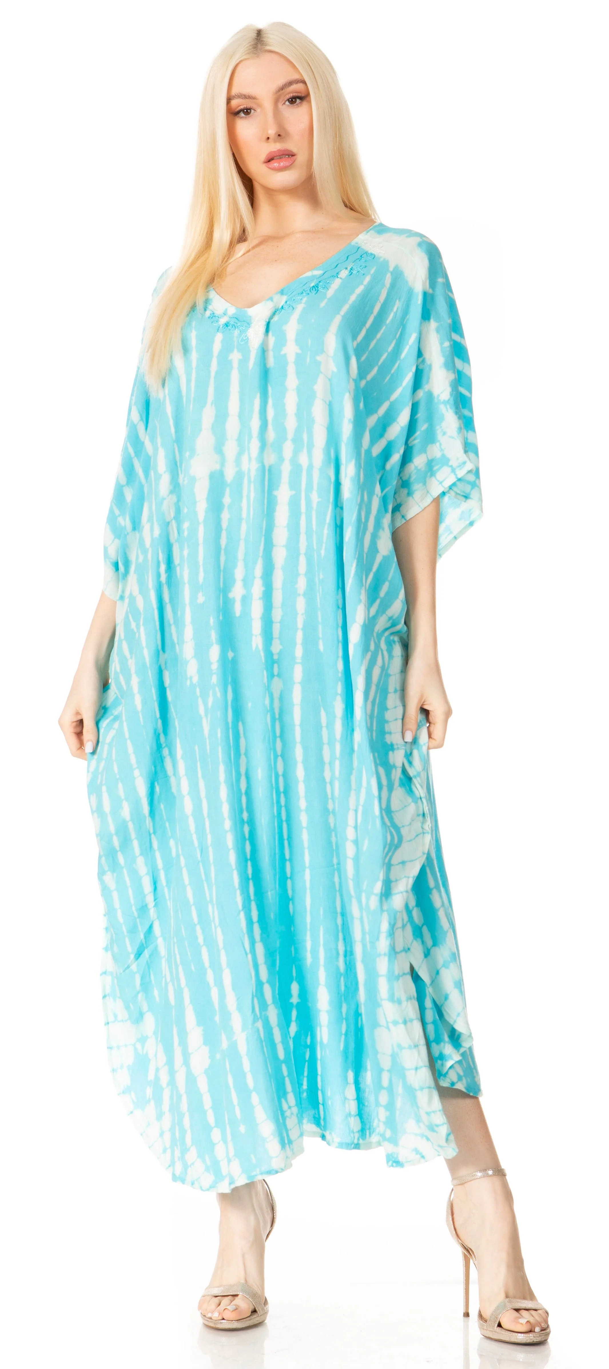 Sakkas Maitte Women's V-Neck Printed Kaftan Cover-Up Dress for the Beach - Image 11