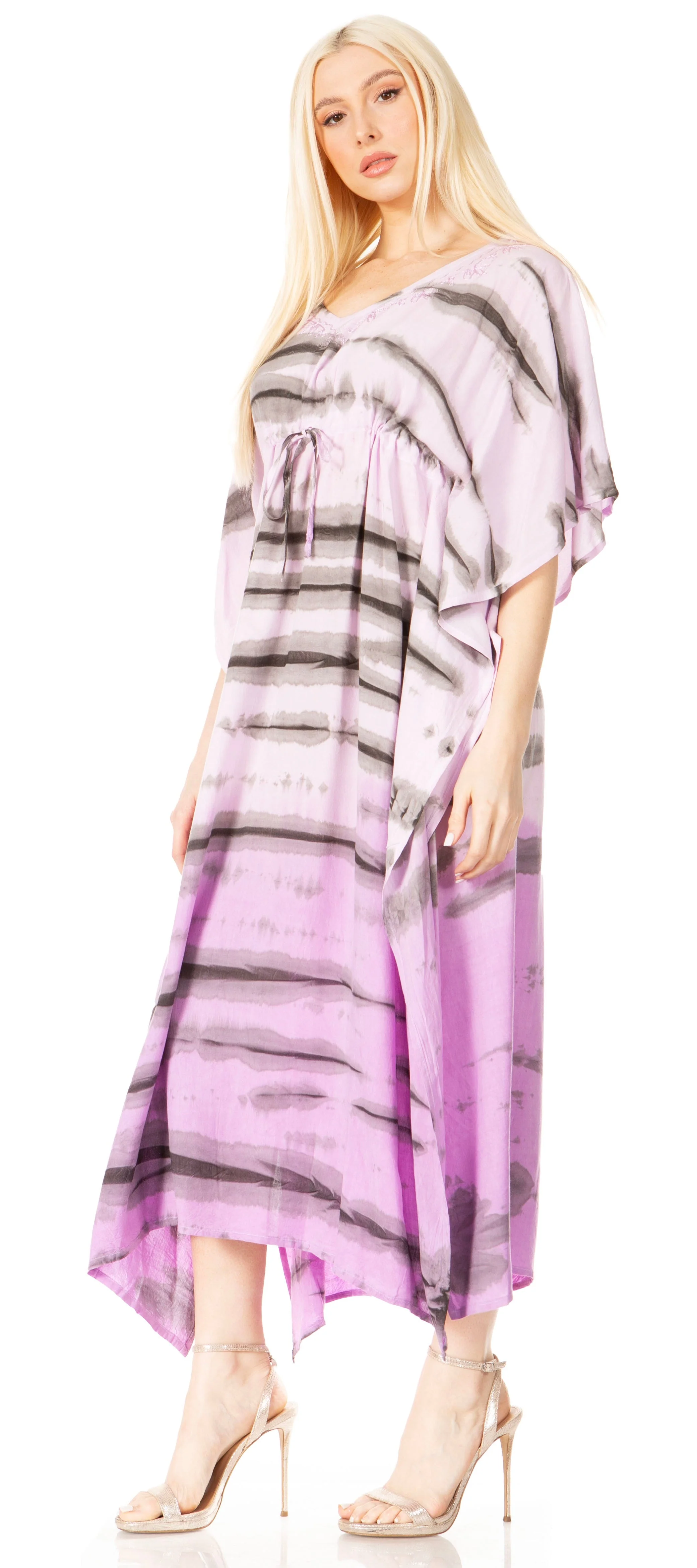 Sakkas Maitte Women's V-Neck Printed Kaftan Cover-Up Dress for the Beach - Image 23