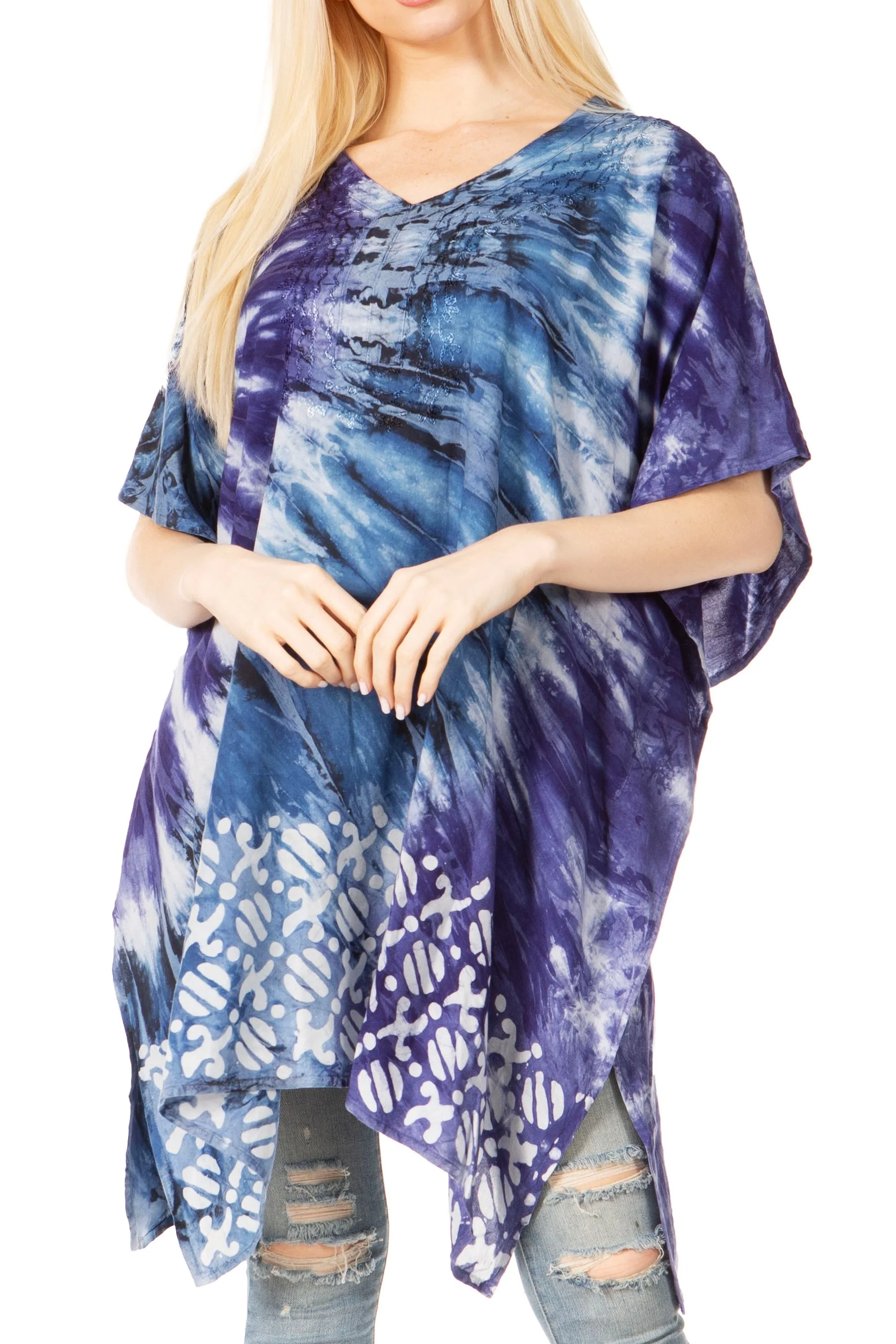 Sakkas Marcy Women's V-neck Caftan Top Tunic Dress - Perfect for Summer Boho Style & Swinging Coverup - Image 16