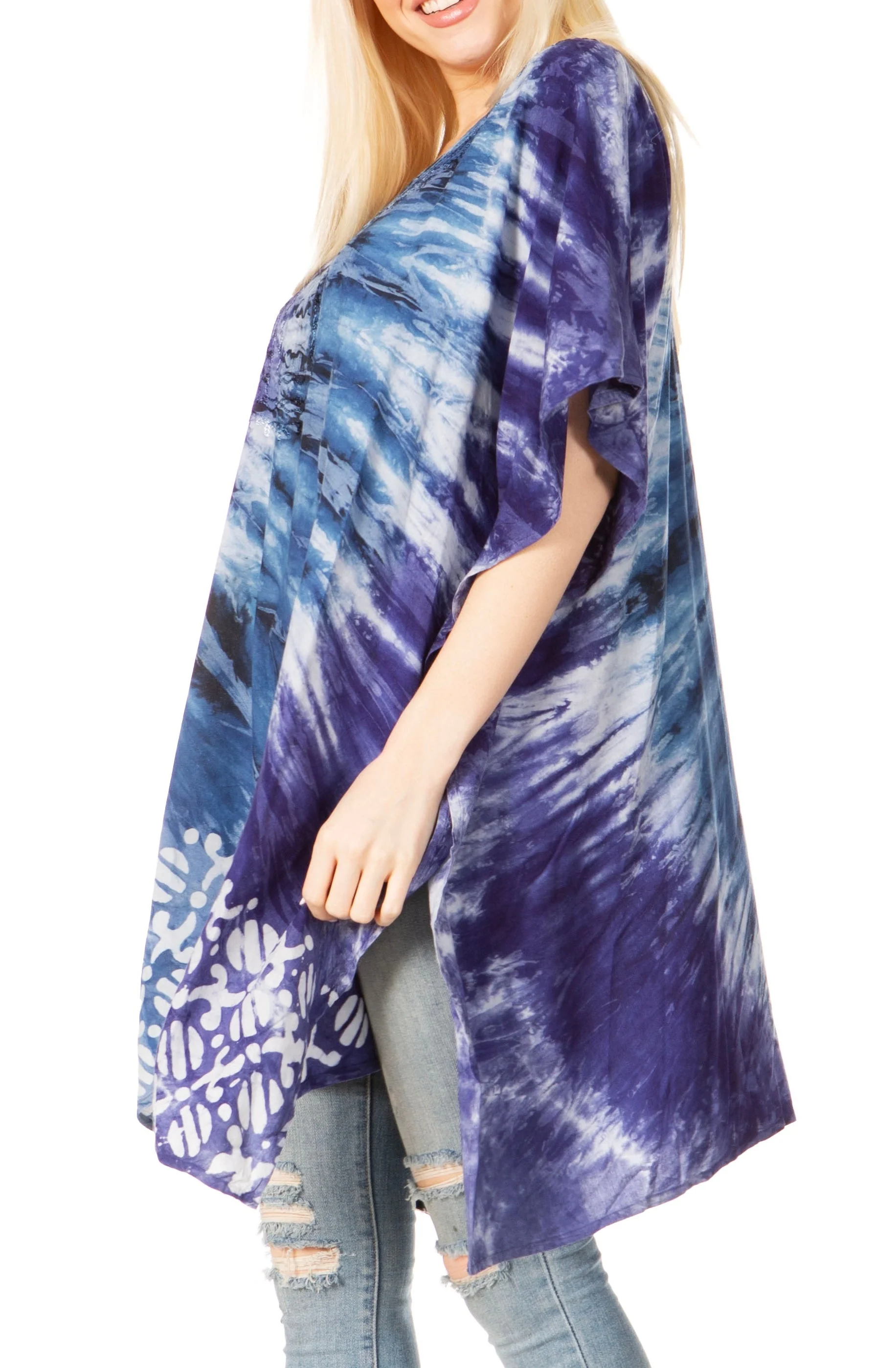 Sakkas Marcy Women's V-neck Caftan Top Tunic Dress - Perfect for Summer Boho Style & Swinging Coverup - Image 18