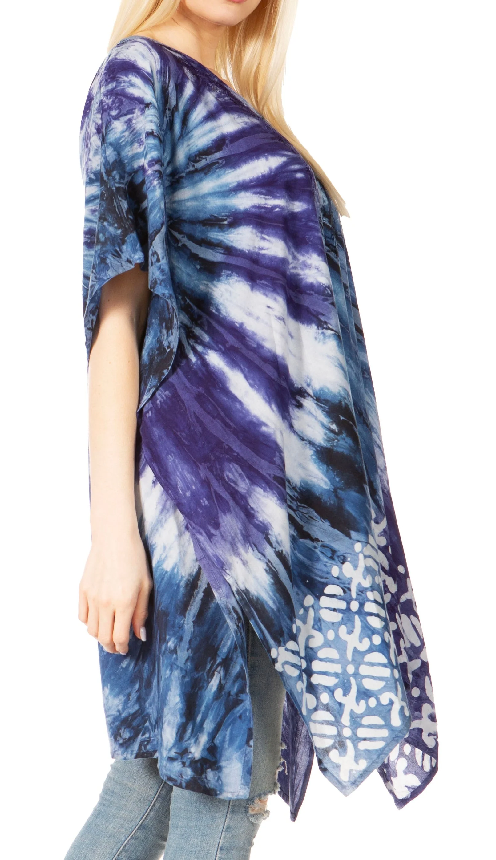 Sakkas Marcy Women's V-neck Caftan Top Tunic Dress - Perfect for Summer Boho Style & Swinging Coverup - Image 19