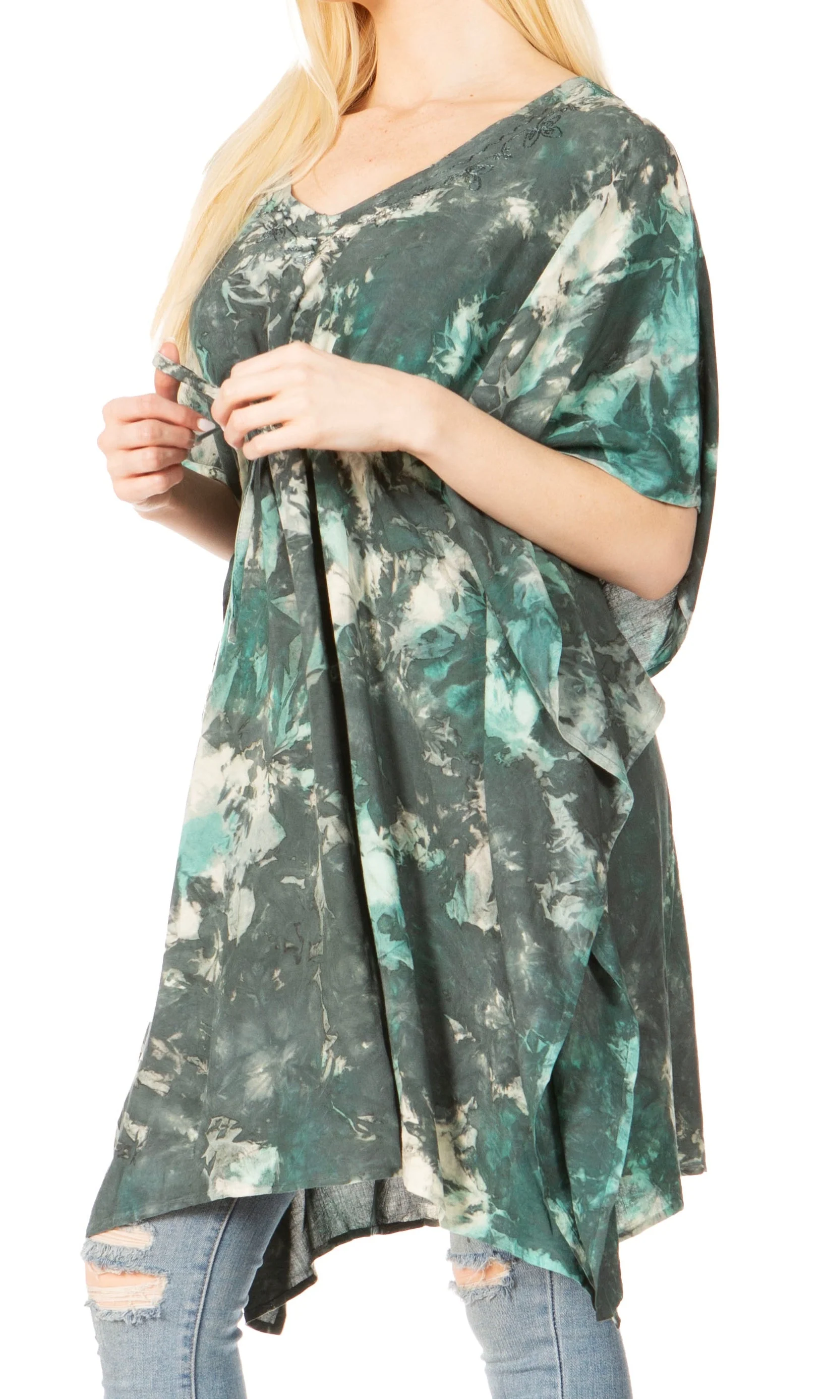 Sakkas Marcy Women's V-neck Caftan Top Tunic Dress - Perfect for Summer Boho Style & Swinging Coverup - Image 33