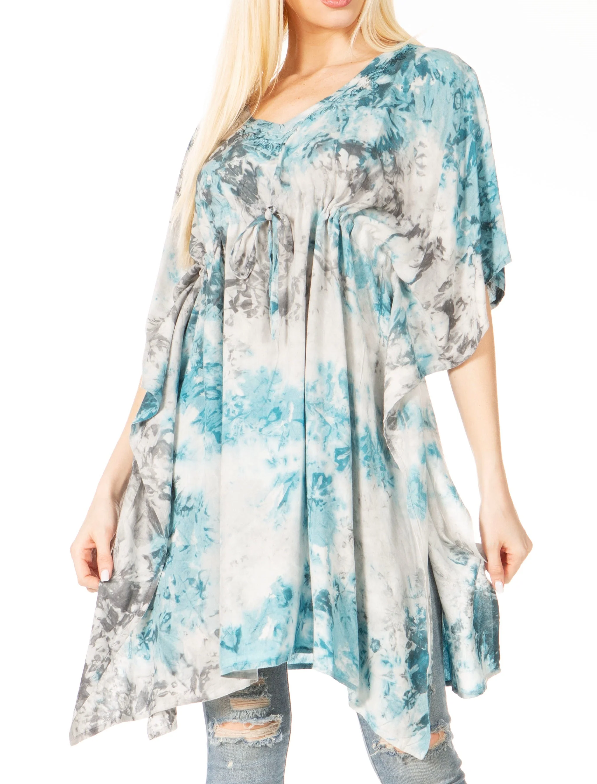 Sakkas Marcy Women's V-neck Caftan Top Tunic Dress - Perfect for Summer Boho Style & Swinging Coverup - Image 36