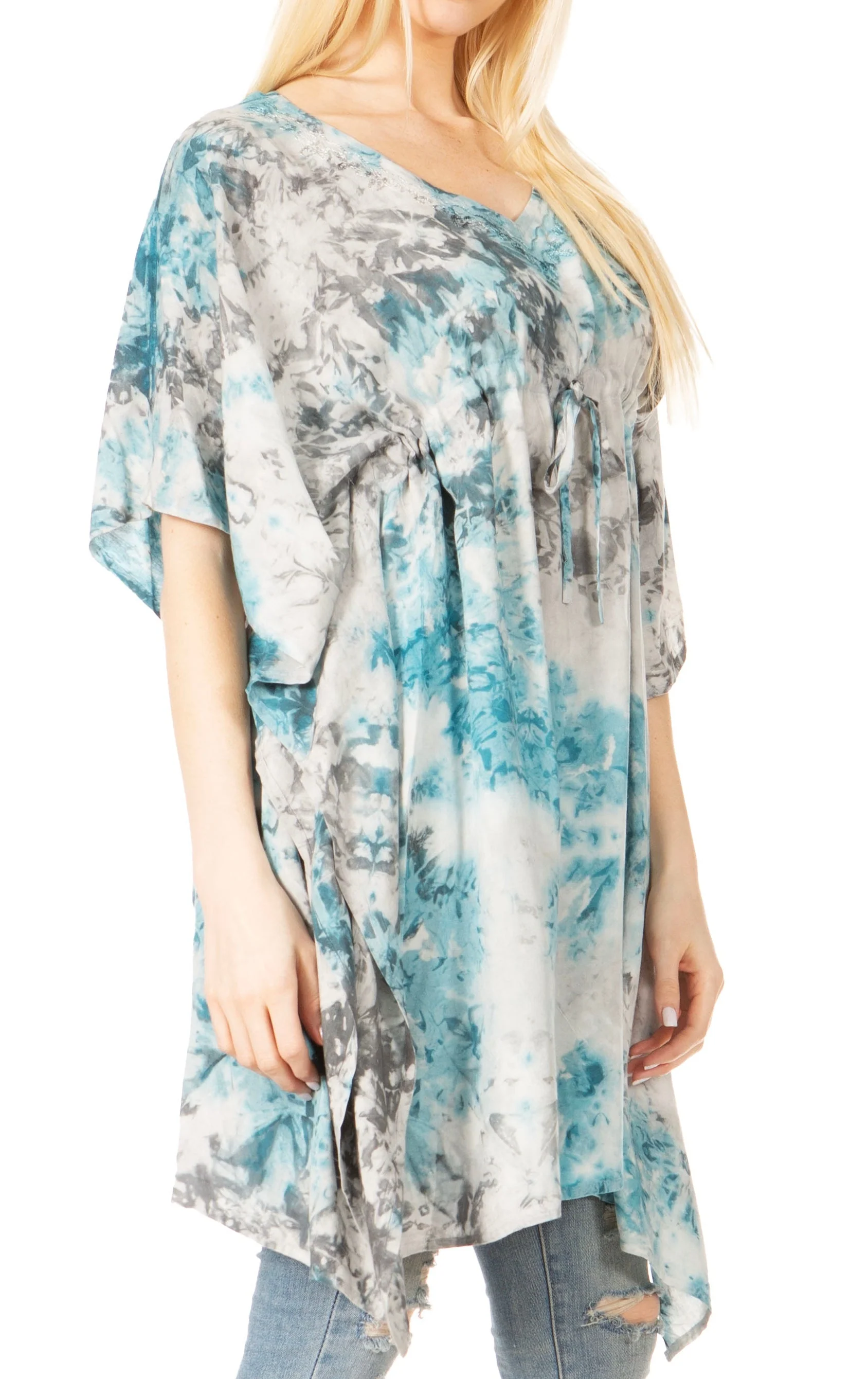 Sakkas Marcy Women's V-neck Caftan Top Tunic Dress - Perfect for Summer Boho Style & Swinging Coverup - Image 39