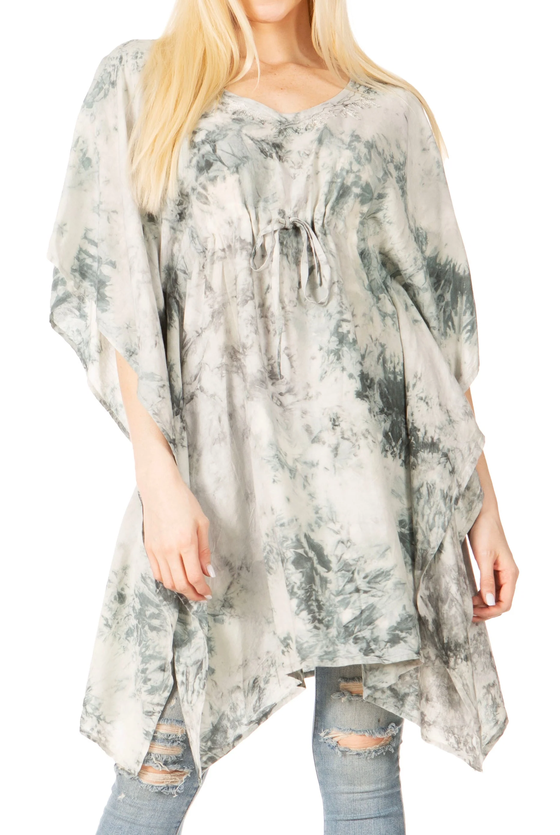 Sakkas Marcy Women's V-neck Caftan Top Tunic Dress - Perfect for Summer Boho Style & Swinging Coverup - Image 41