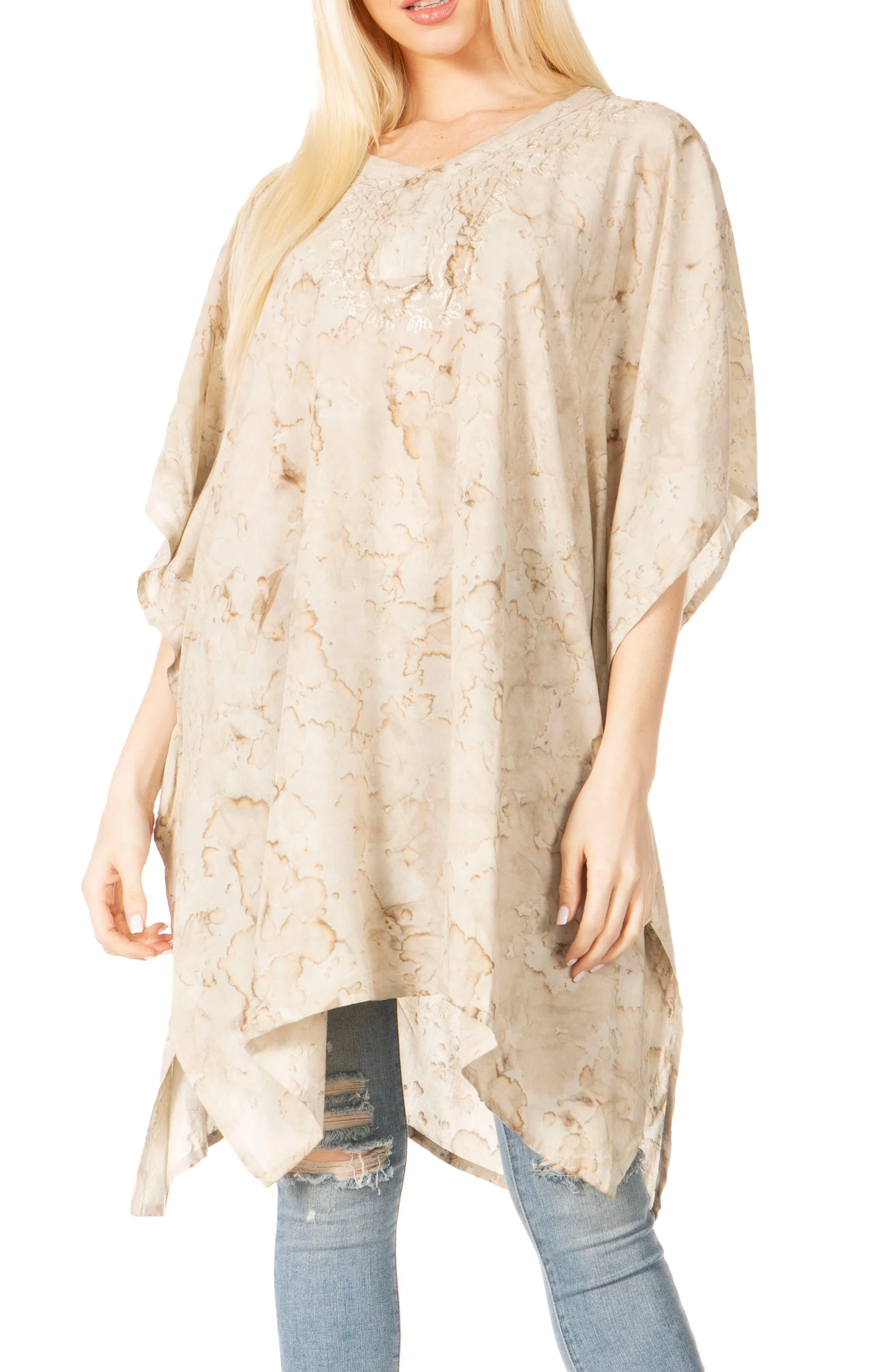 Sakkas Marcy Women's V-neck Caftan Top Tunic Dress - Perfect for Summer Boho Style & Swinging Coverup - Image 46